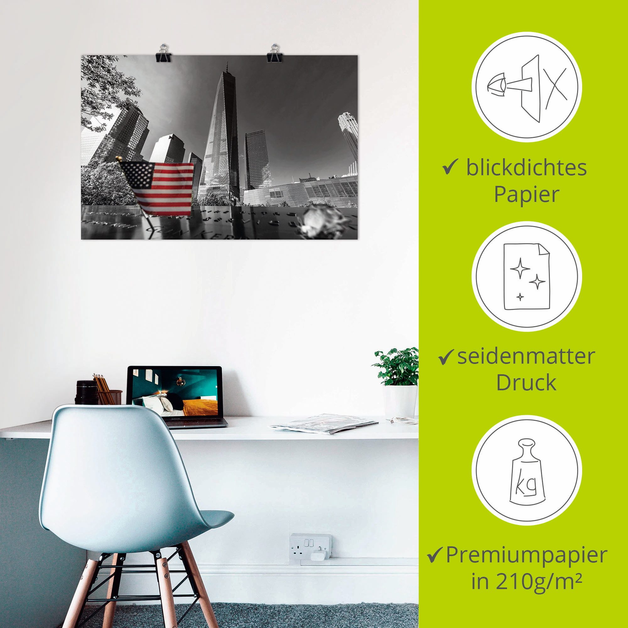 Artland Poster New York one World Trade center I als artprint van aluminium, artprint op linnen, muursticker of poster in verschillende maten