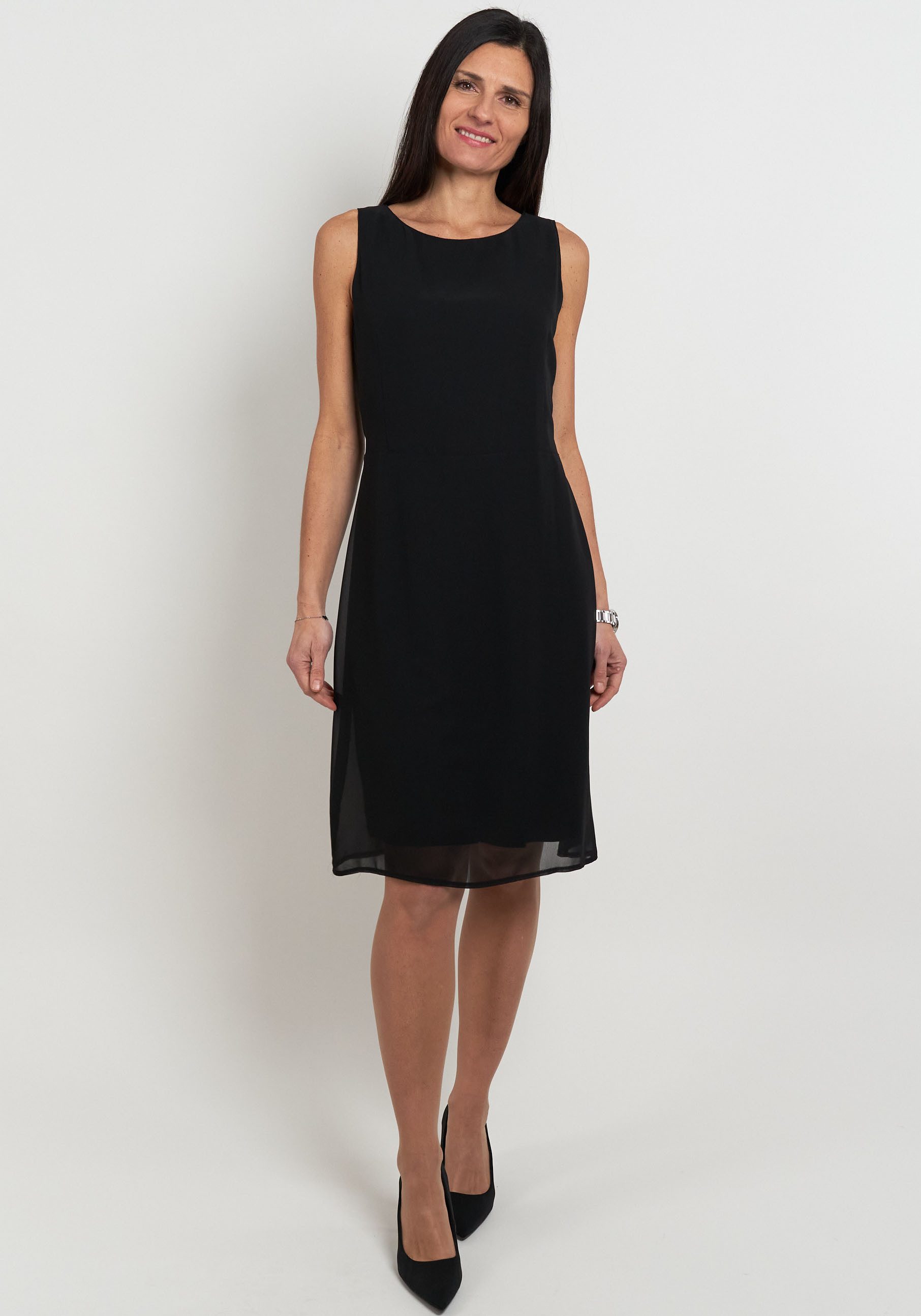 Seidel Moden Chiffon jurk met stoffen riem, made in germany