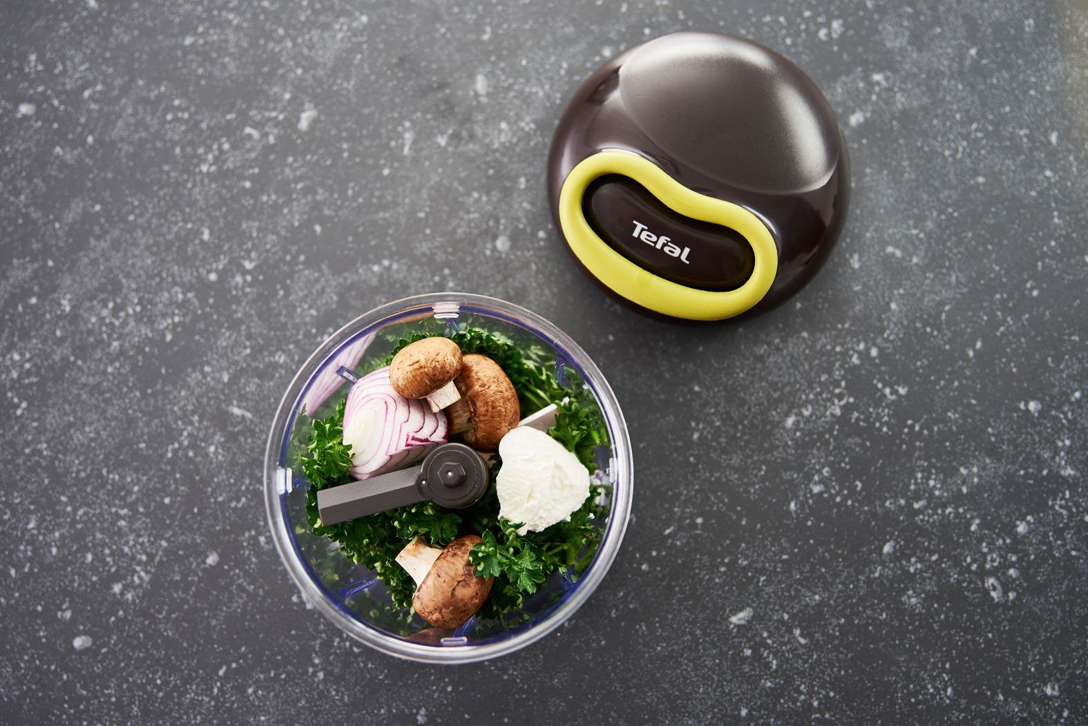 Tefal Groentesnijder 5-seconden hakmolen 900ml, roestvrijstalen messen, antislip, ijscrusher, puree, zwart/groen