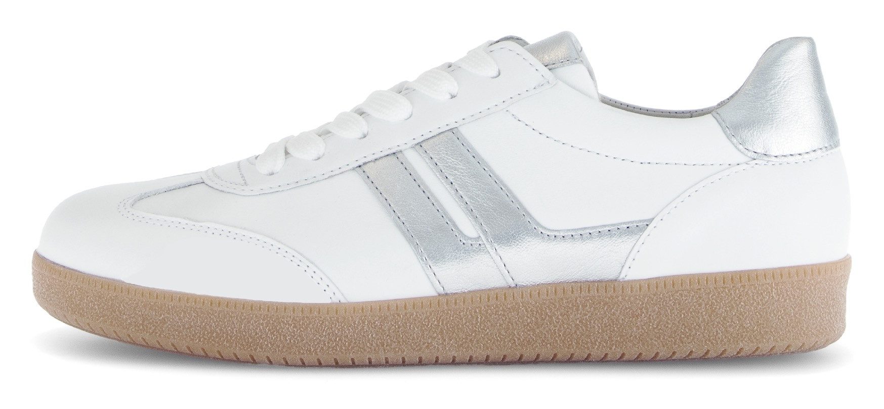 Gabor Plateausneakers , vrijetijdsschoen, lage schoen, veterschoen, contrastafwerking in metallic-look