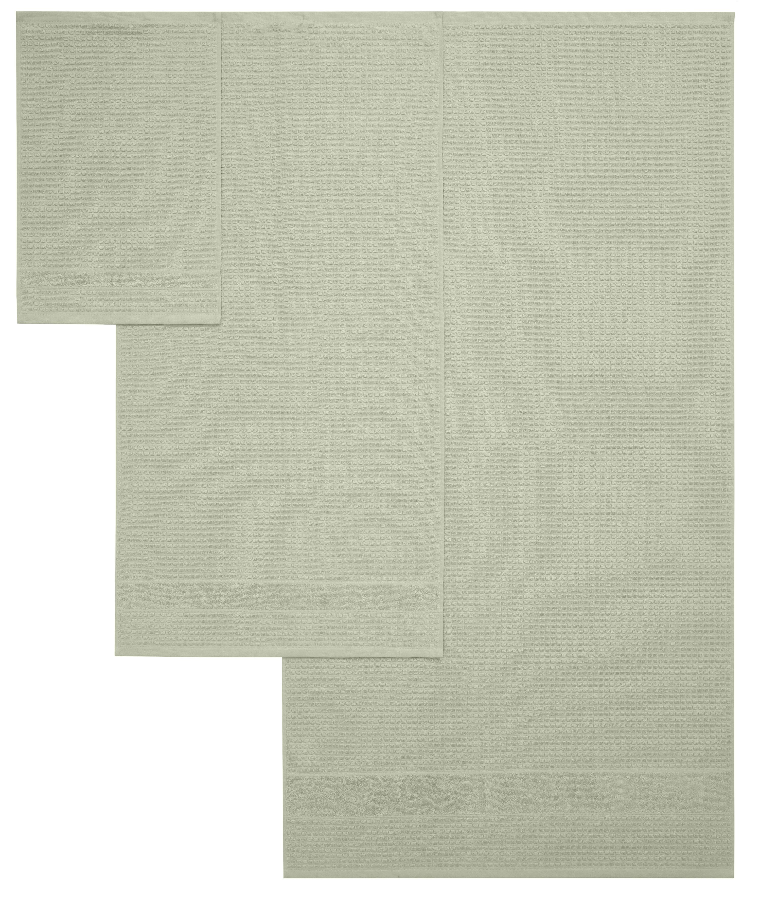KangaROOS Handdoekenset Zomer, douchehanddoek, handdoek, gastendoeken effen handdoekset van 100% katoen, hoog-laag-effect (set, 5-delig)
