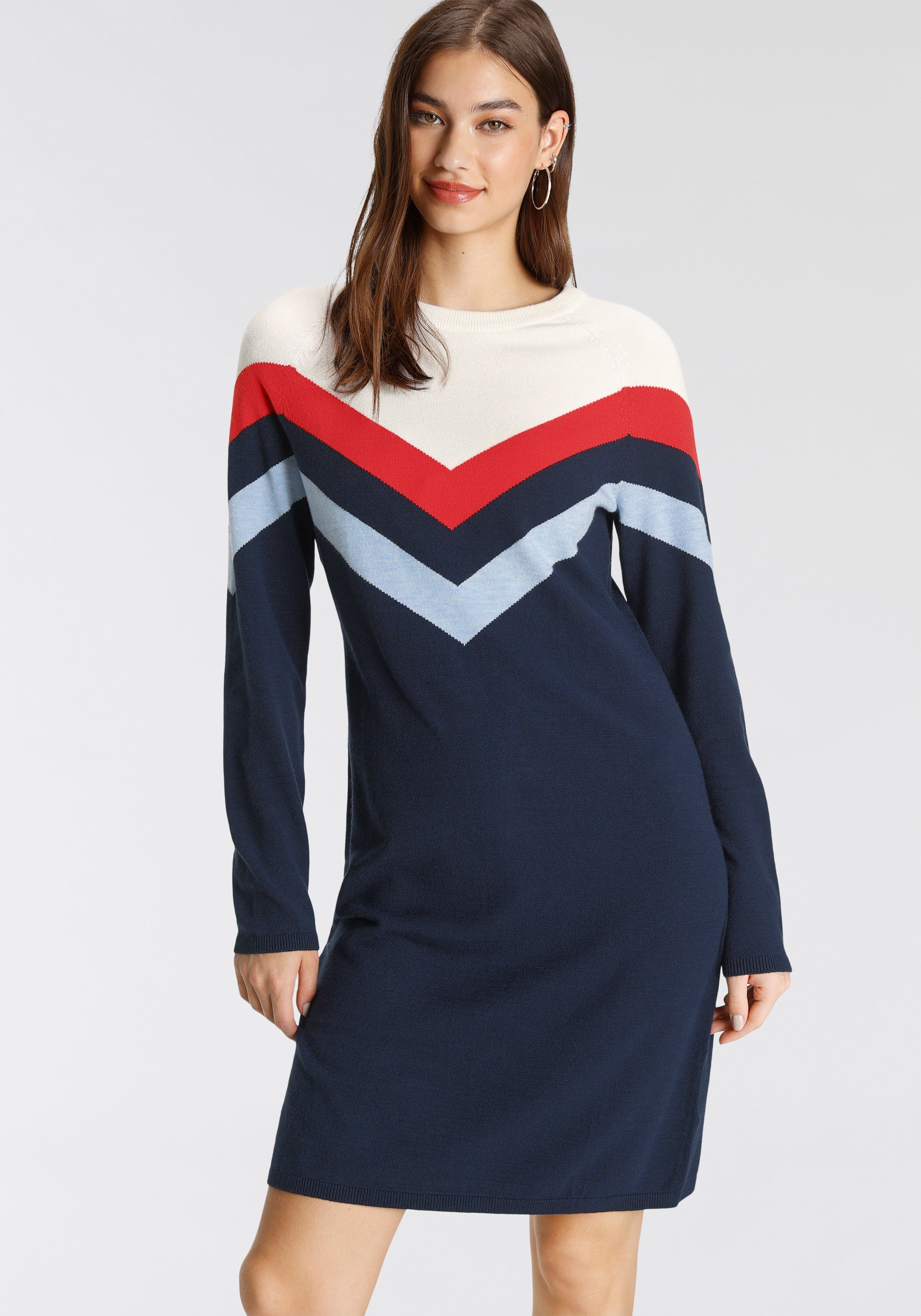 Tamaris Gebreide jurk casual look, van katoenmix, lange raglanmouwen
