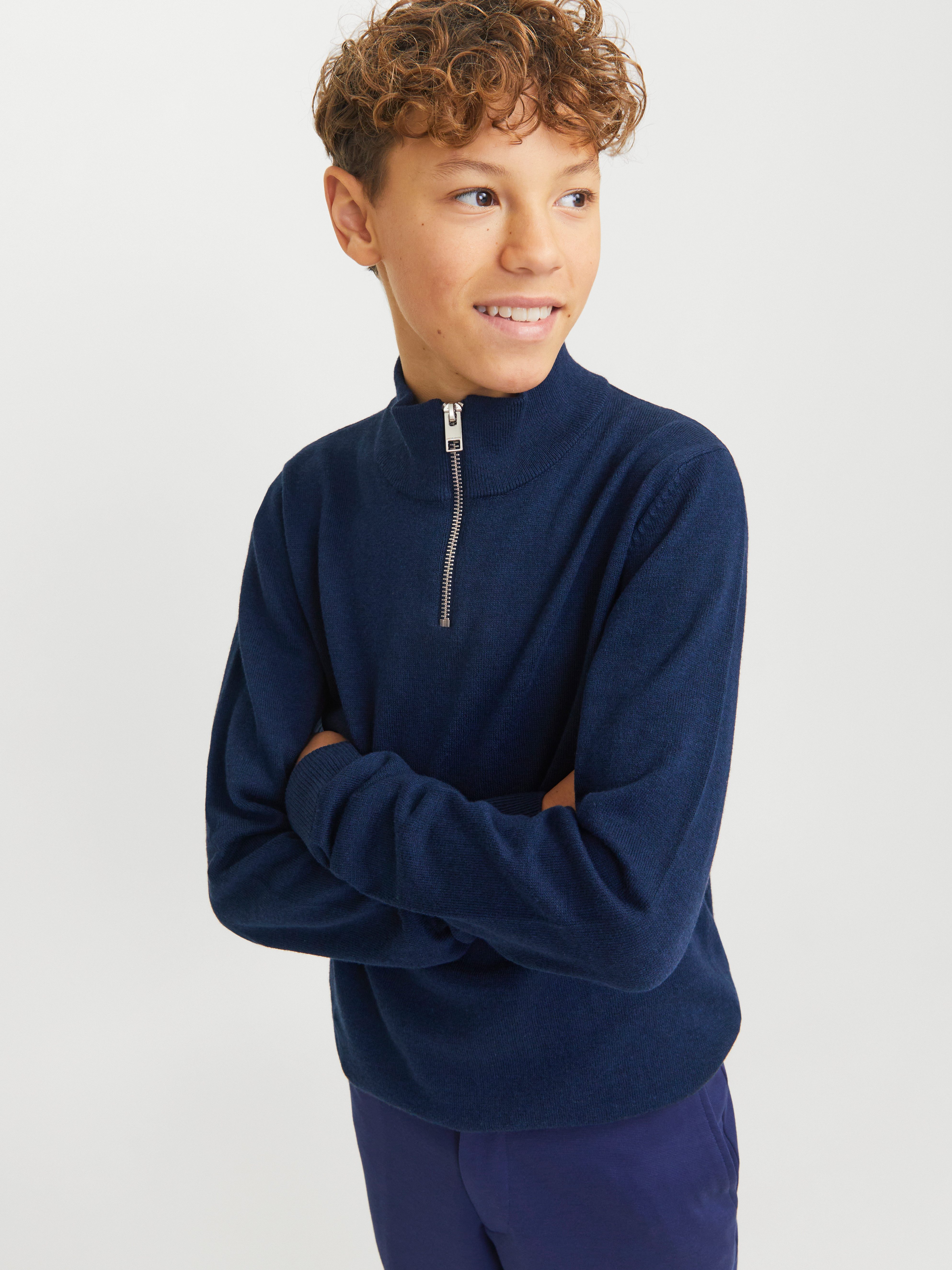 Jack & Jones Junior Schipperstrui JJEEMIL KNIT HALF ZIP NOOS JNR