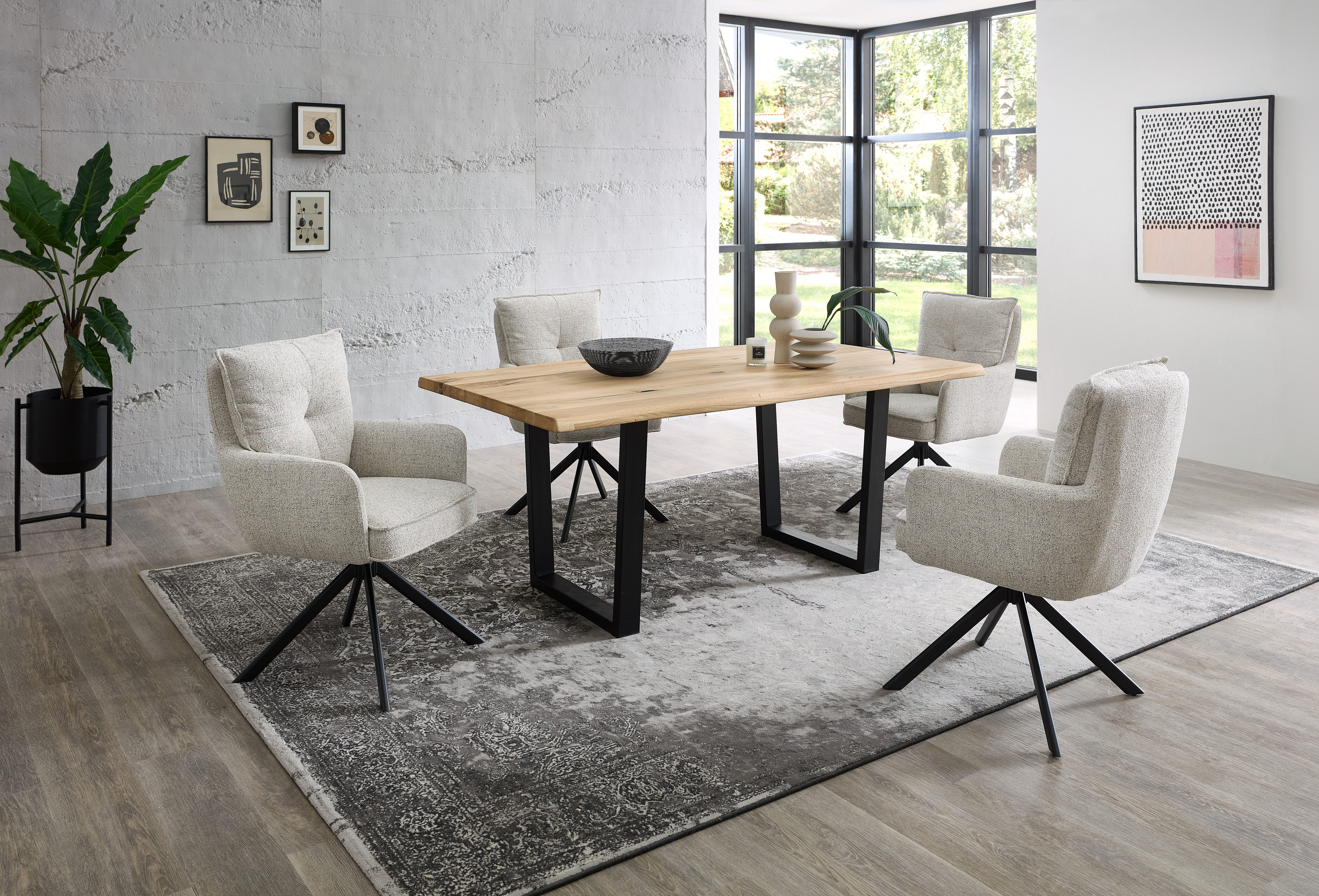 Stolkom Stoel met armleuningen Sofia young 180 graden draaibaar met auto-return, bonnellvering in de zitting (set, 2 stuks)