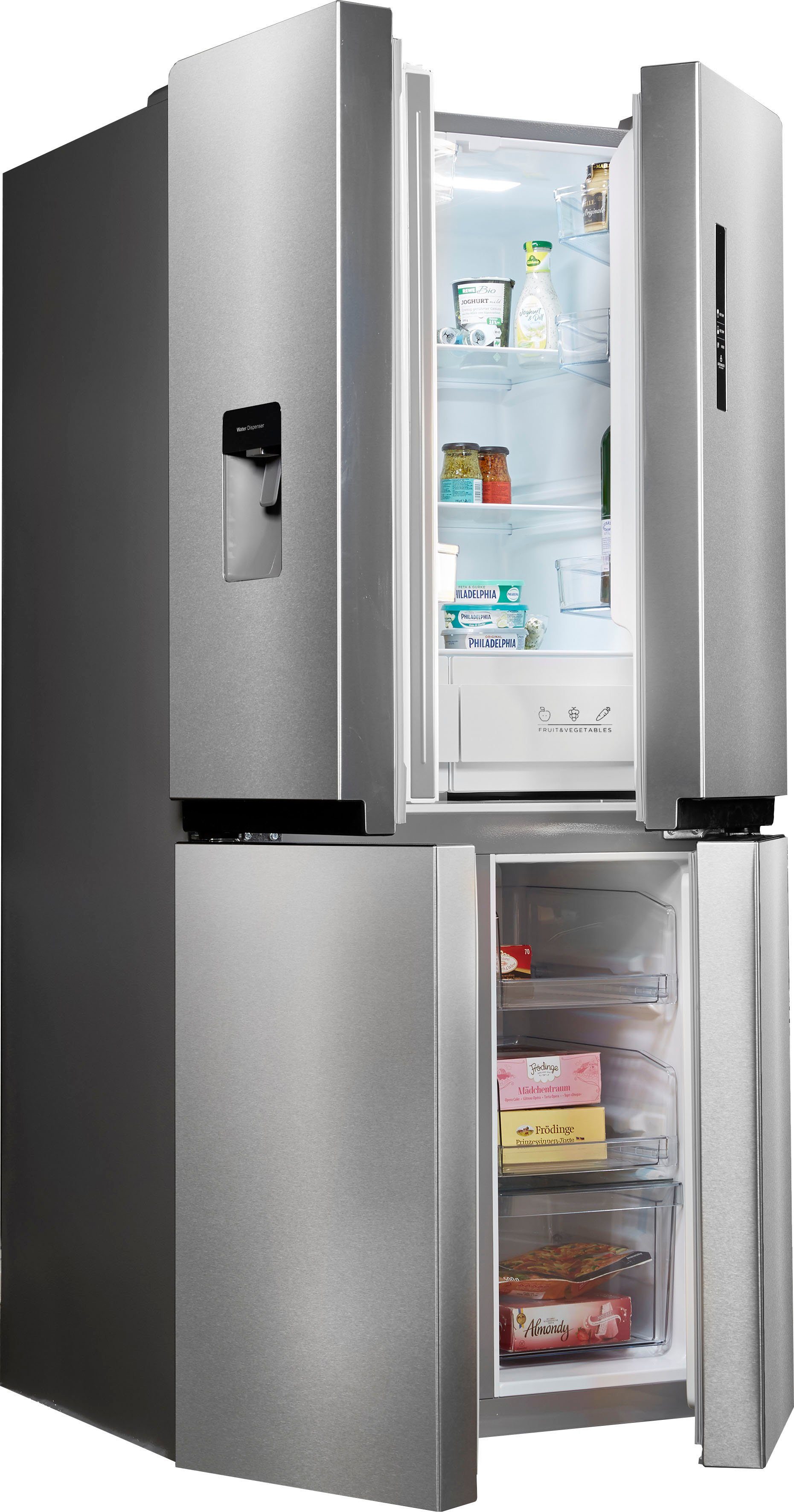 Hanseatic MultiDoor HCD17884EI NoFrost, waterdispenser, FreshZone, vakantiemodus, display