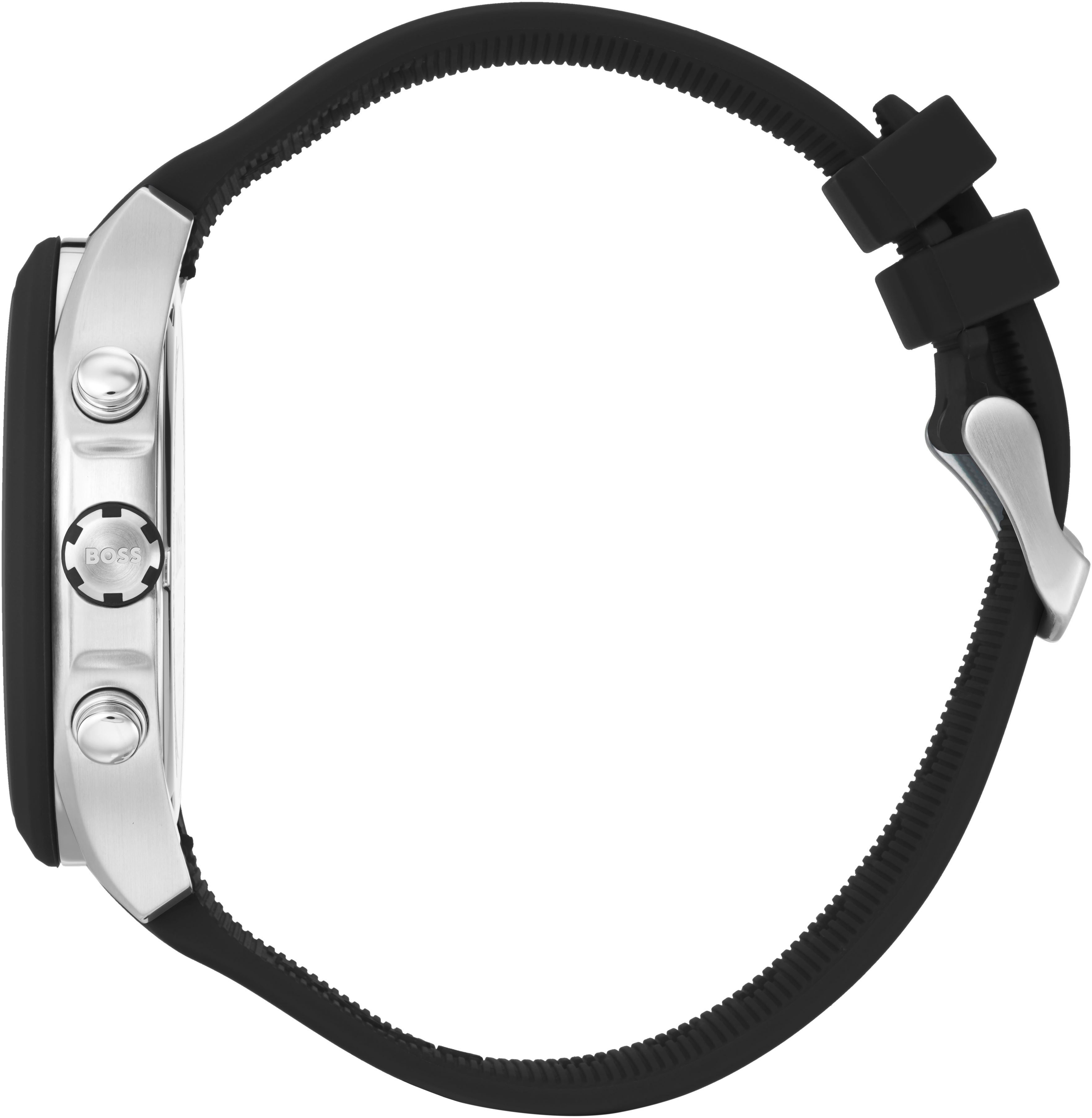Boss Chronograaf Velocity Quartz horloge, herenhorloge, armbanduhr, stopfunctie, siliconen band
