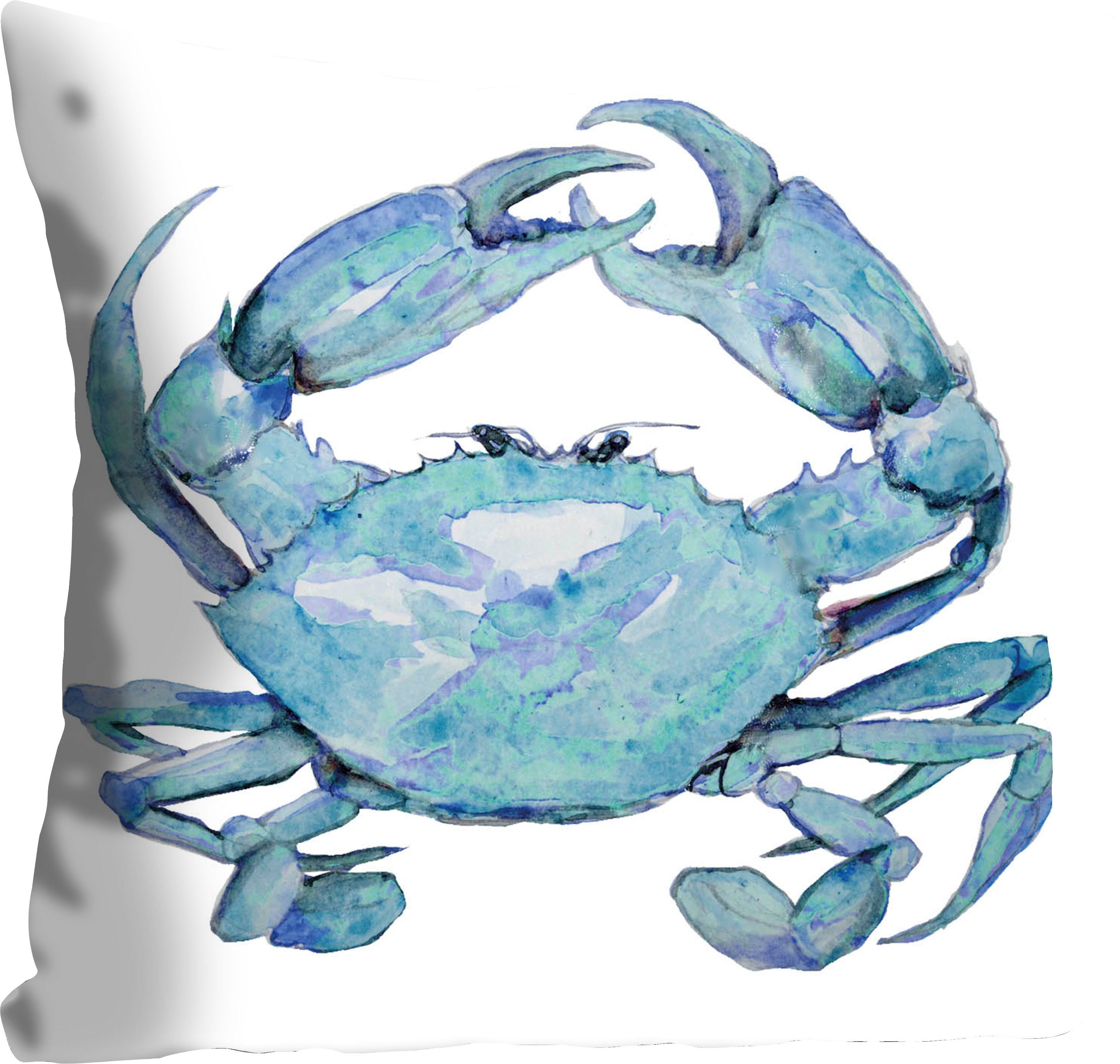 queence Sierkussen Eileen Kussenhoes, krab, blauw, wit, zee patroon, strand, maritiem, zomer (1 stuk)