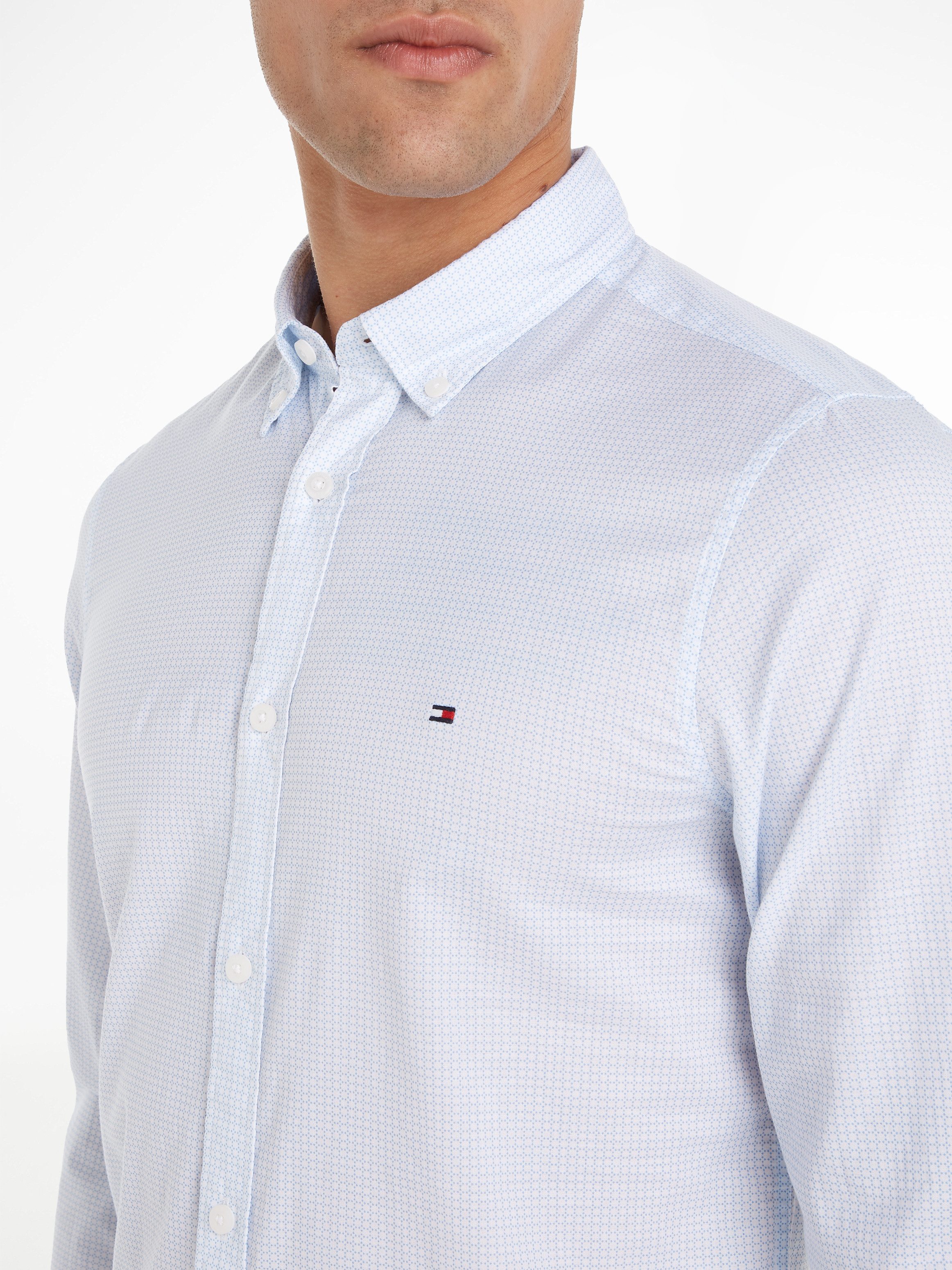 Tommy Hilfiger Businessoverhemd FLEX MICRO FOULARD SF SHIRT Met minimal-print, button-down-kraag