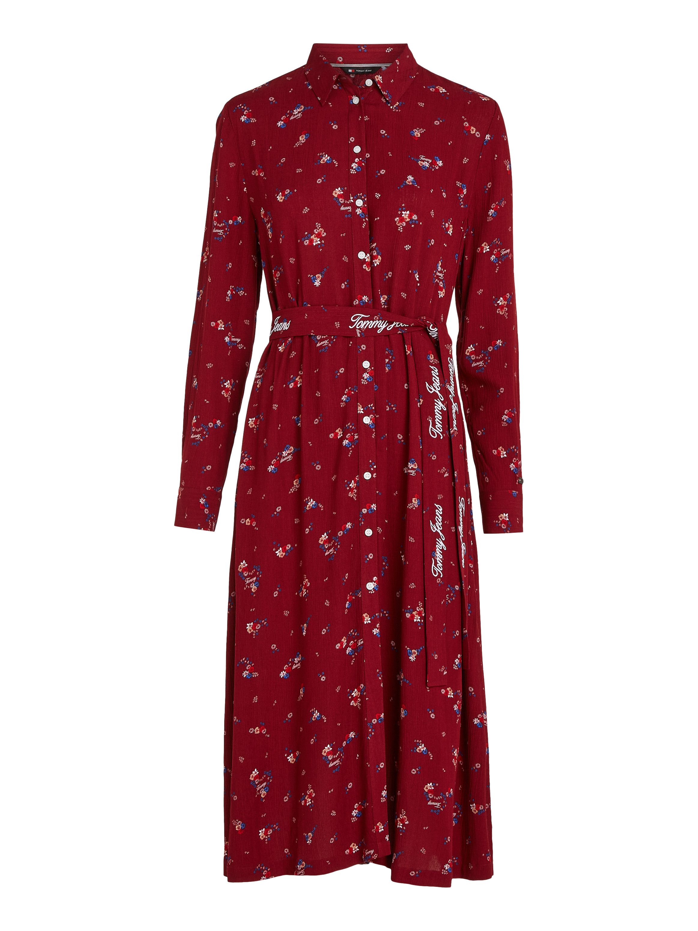 Tommy Jeans Curve Jurk met overhemdkraag TJW FLORAL BELT SHIRT DRESS EXT