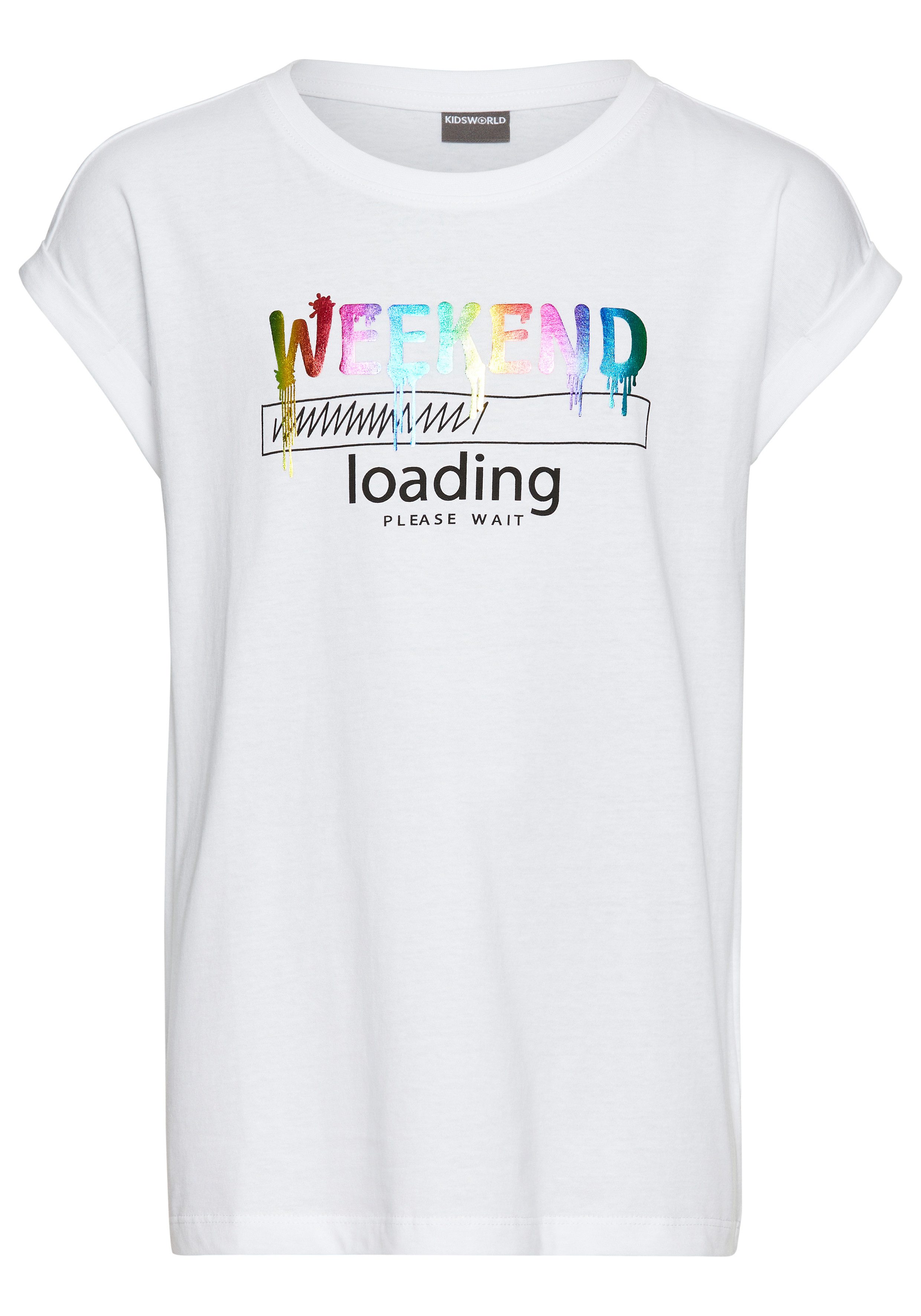 KIDSWORLD T-shirt WEEKEND loading...please wait Korte mouwen, wijde pasvorm, bedrukt uiterlijk, ronde hals
