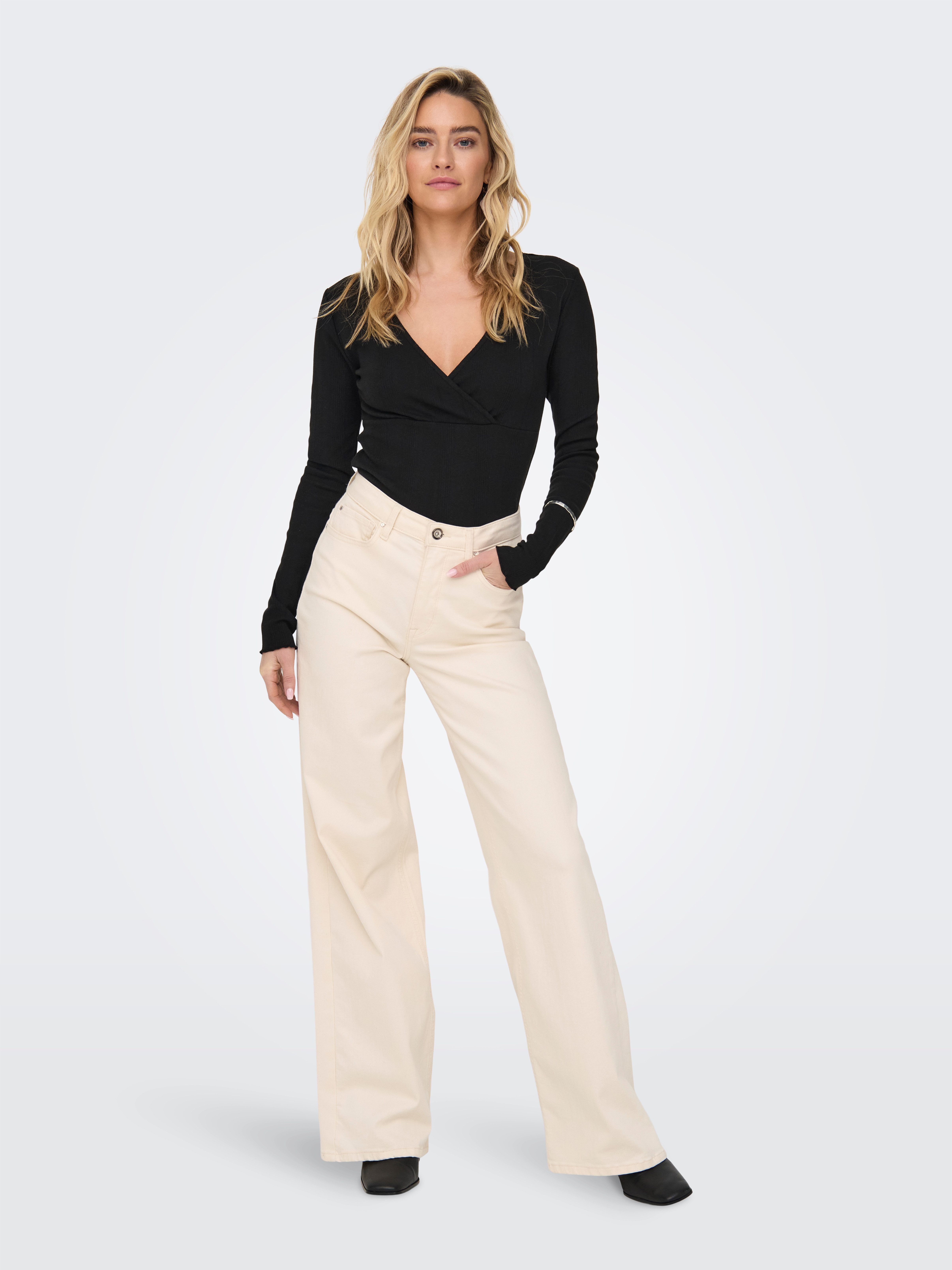 Only Shirt met lange mouwen ONLCARLOTTA L/S WRAP TOP JRS