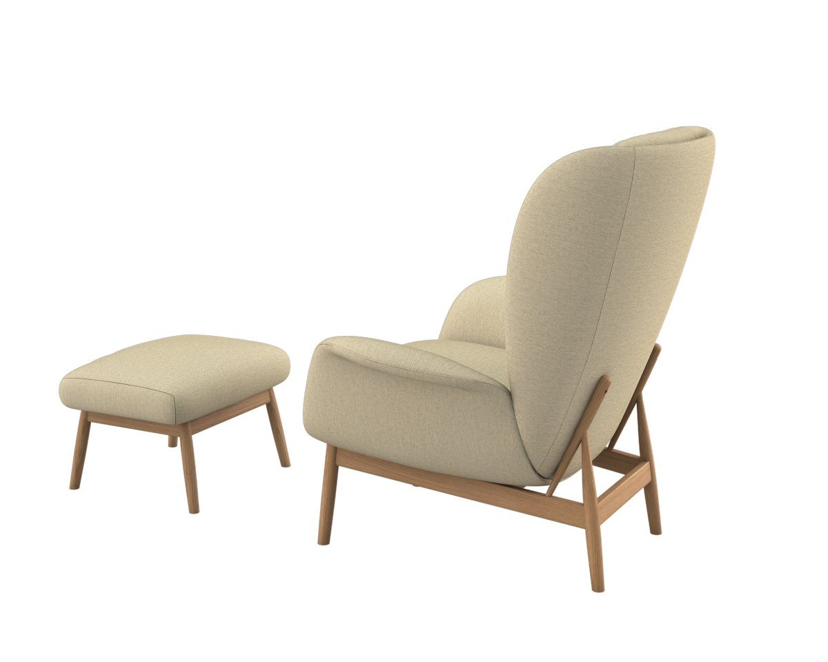 FLEXLUX Oorfauteuil Padova Stijl & comfort, organische vorm, geïntegreerde lendesteun, eikenhouten voet