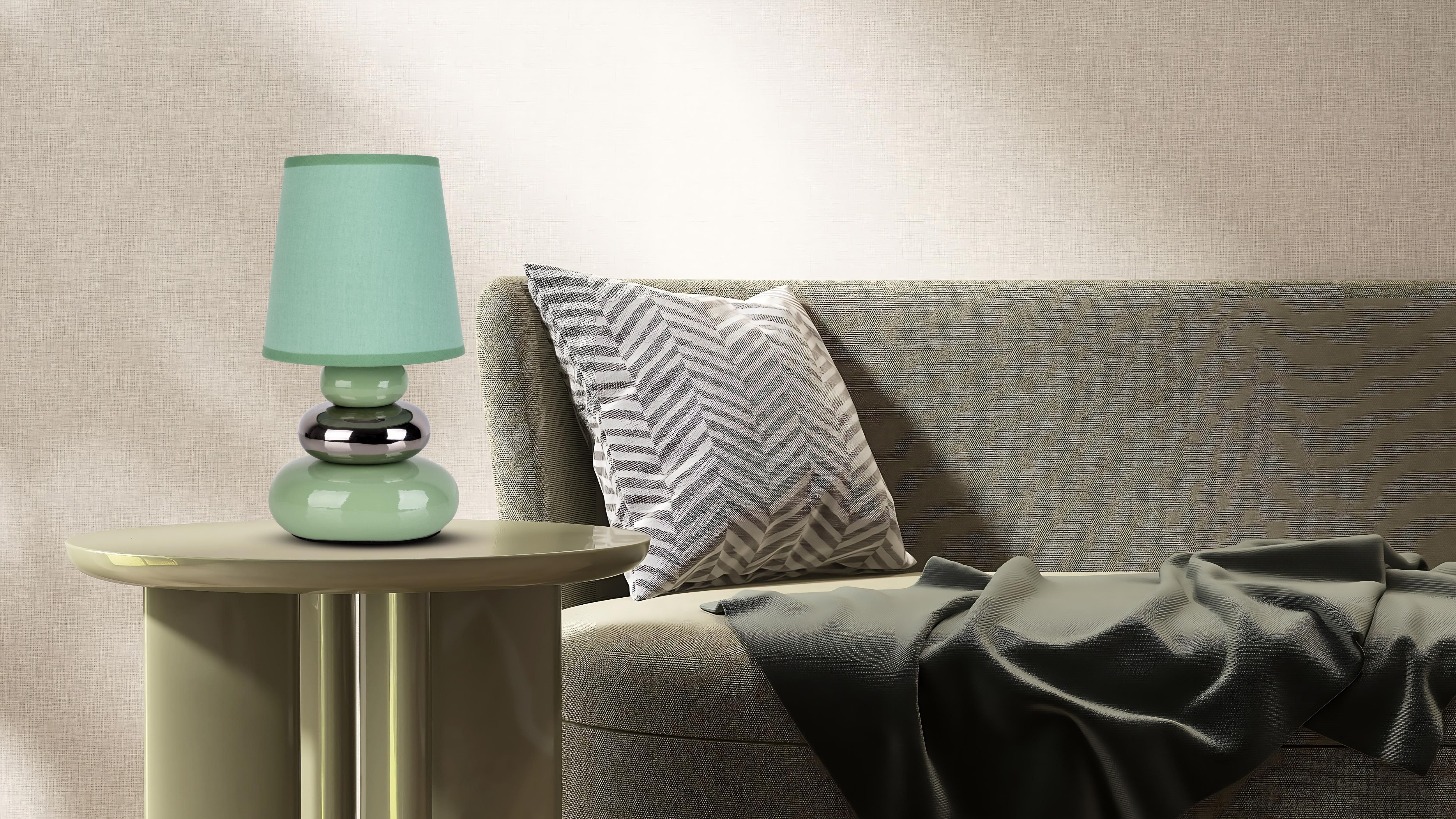 näve Tafellamp Stoney met keramieken voet en textielen kap, 1xe14/max.40 w (1 stuk)