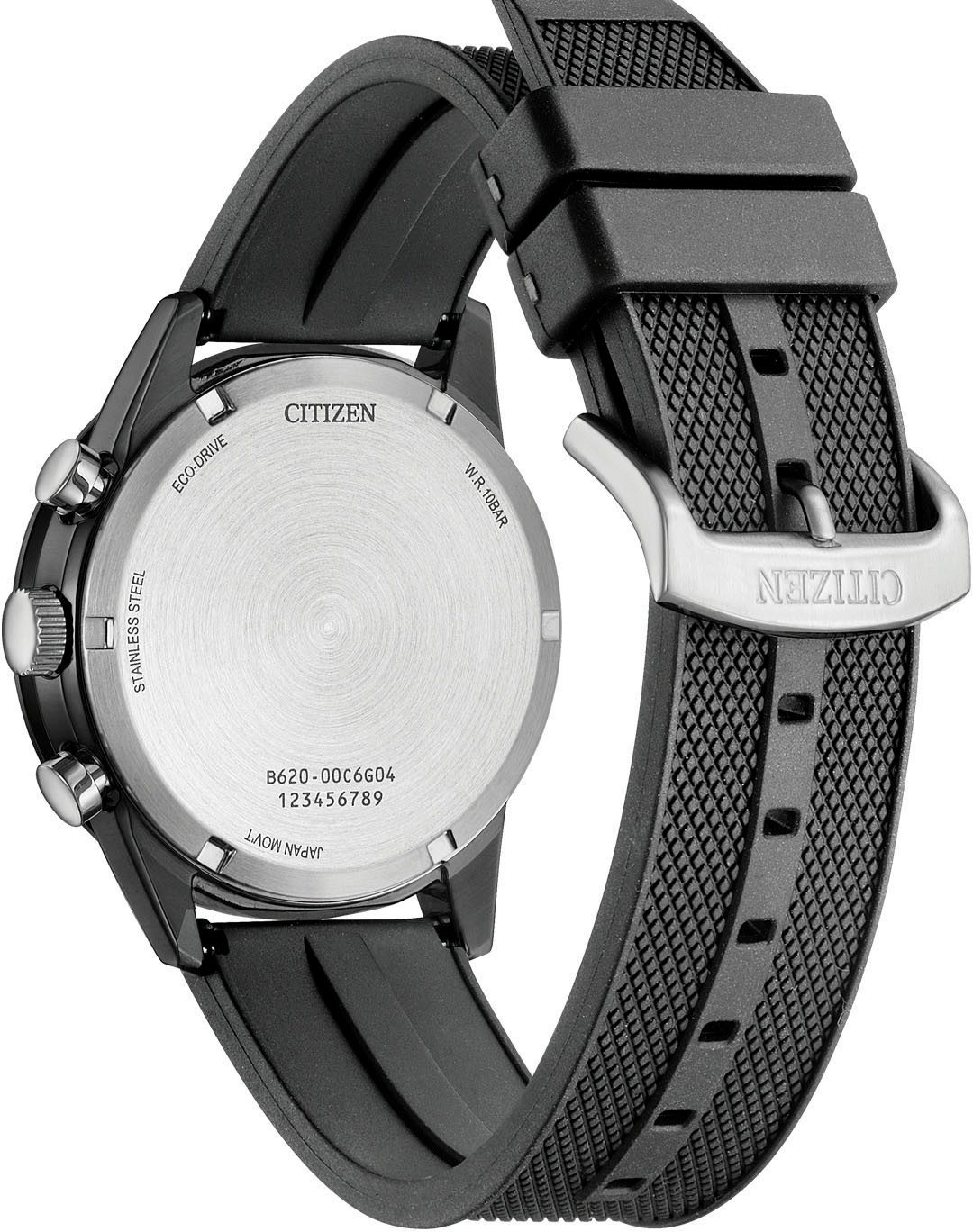 Citizen Chronograaf Polshorloge, solar, herenhorloge, roestvrijstalen band, analoog, dag, stopwatchfunctie