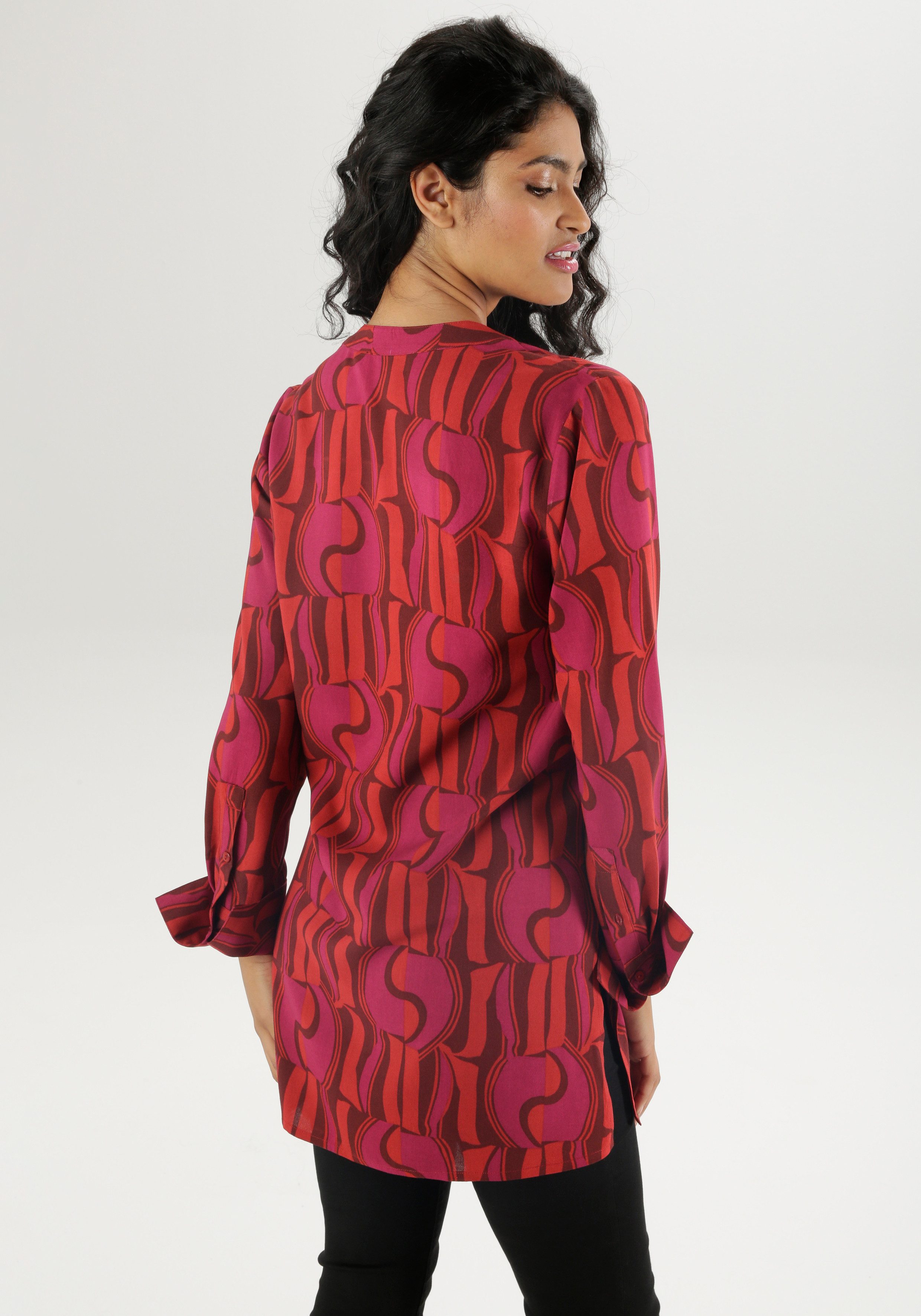 Aniston SELECTED Lange blouse met asymmetrische zoom en extra lange manchetten