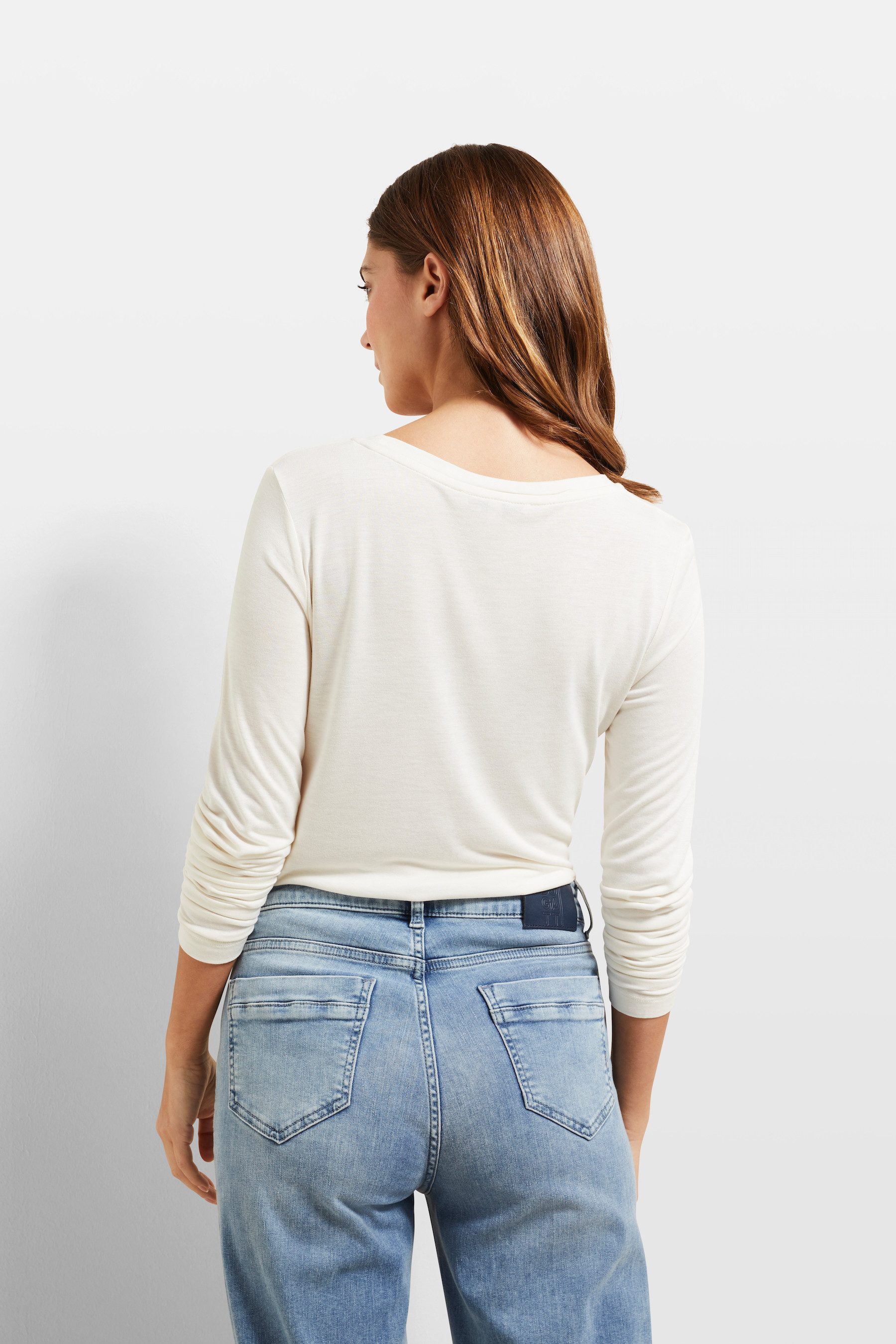 Bugatti Shirt met lange mouwen met ronde hals