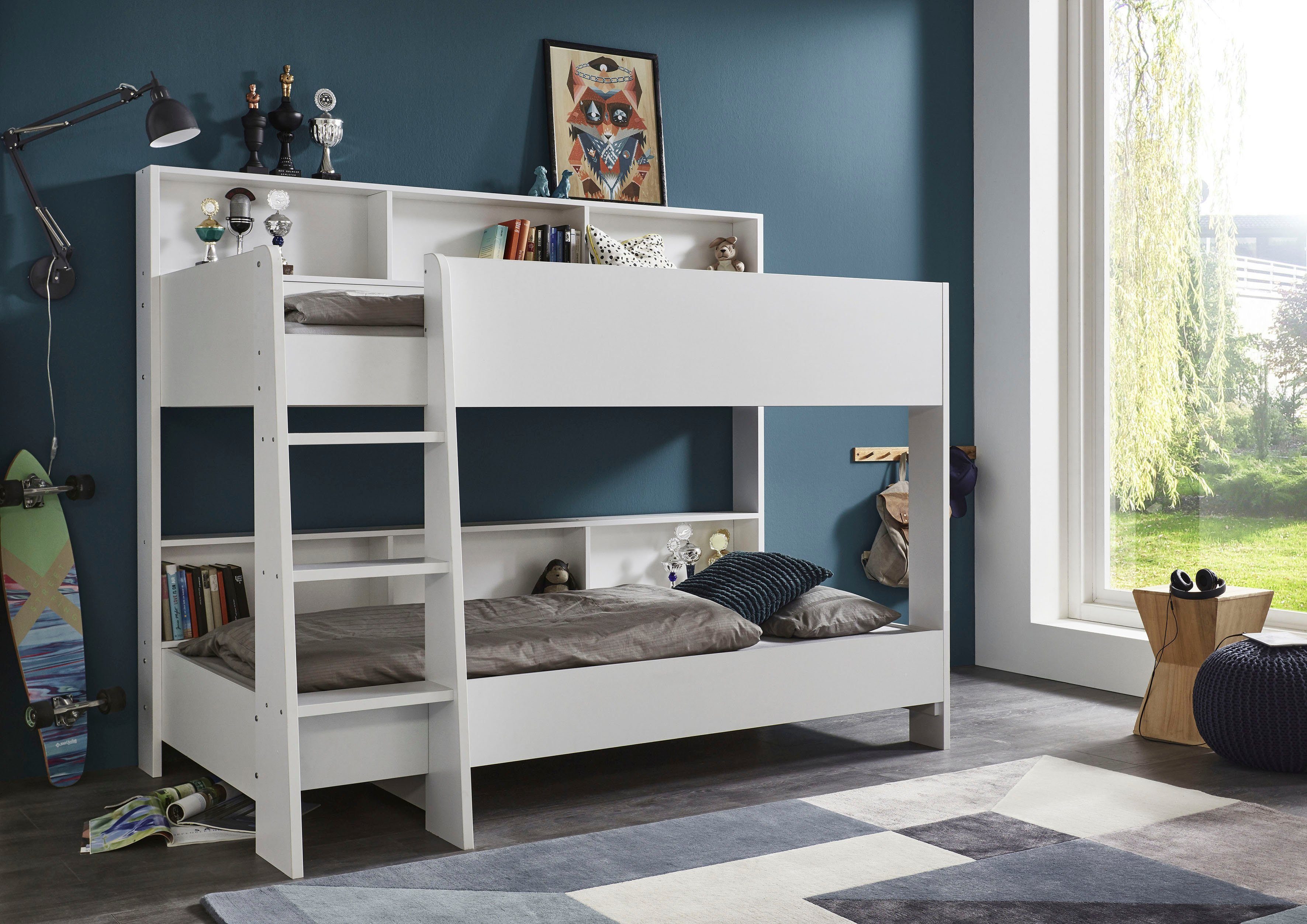 Relita Stapelbed Sway 2 ligoppervlakken, met ladder, planken aan de achterkant, optioneel met...