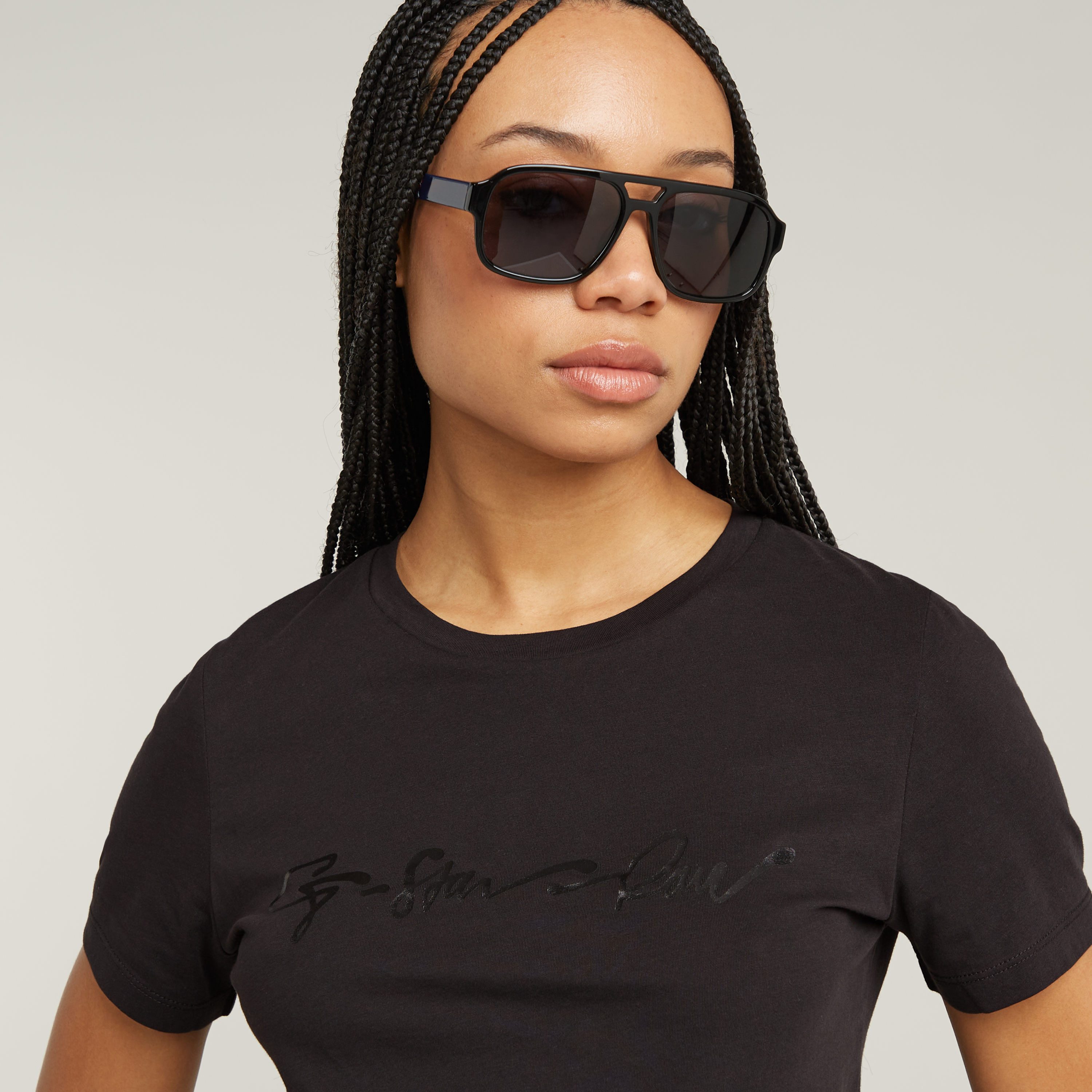 G-Star RAW T-shirt G-Script Shiny R met ton-in-ton opdruk