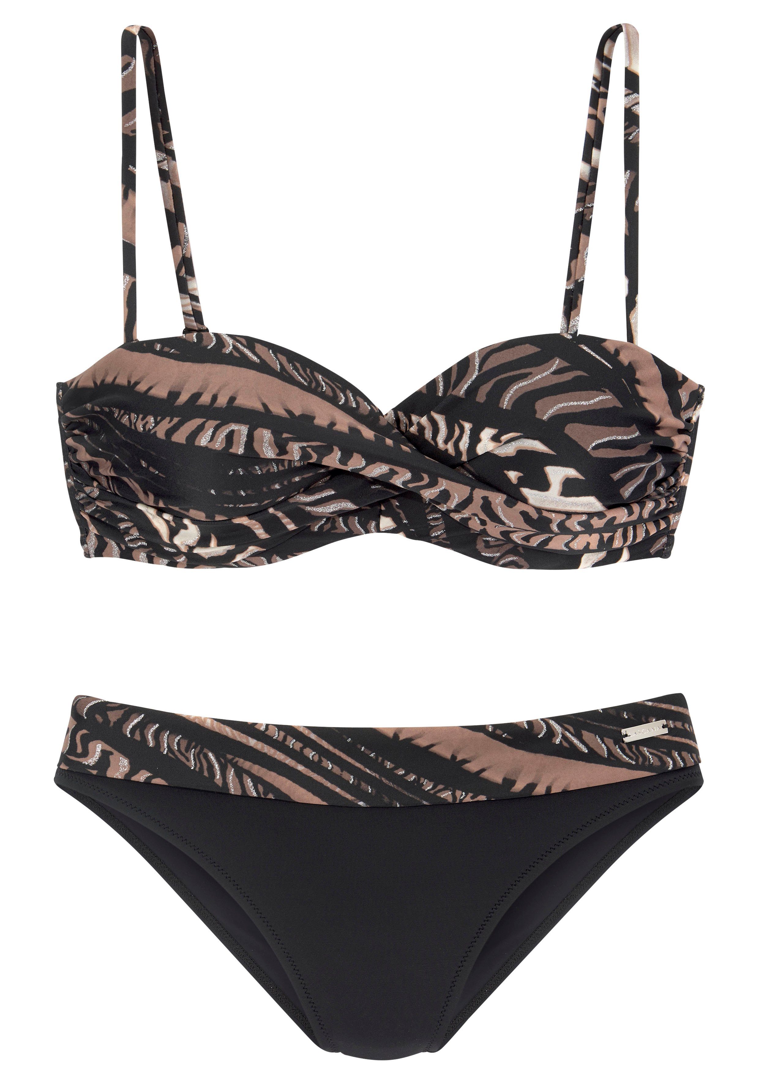 Lascana Beugelbikini in bandeaumodel met dierenprint