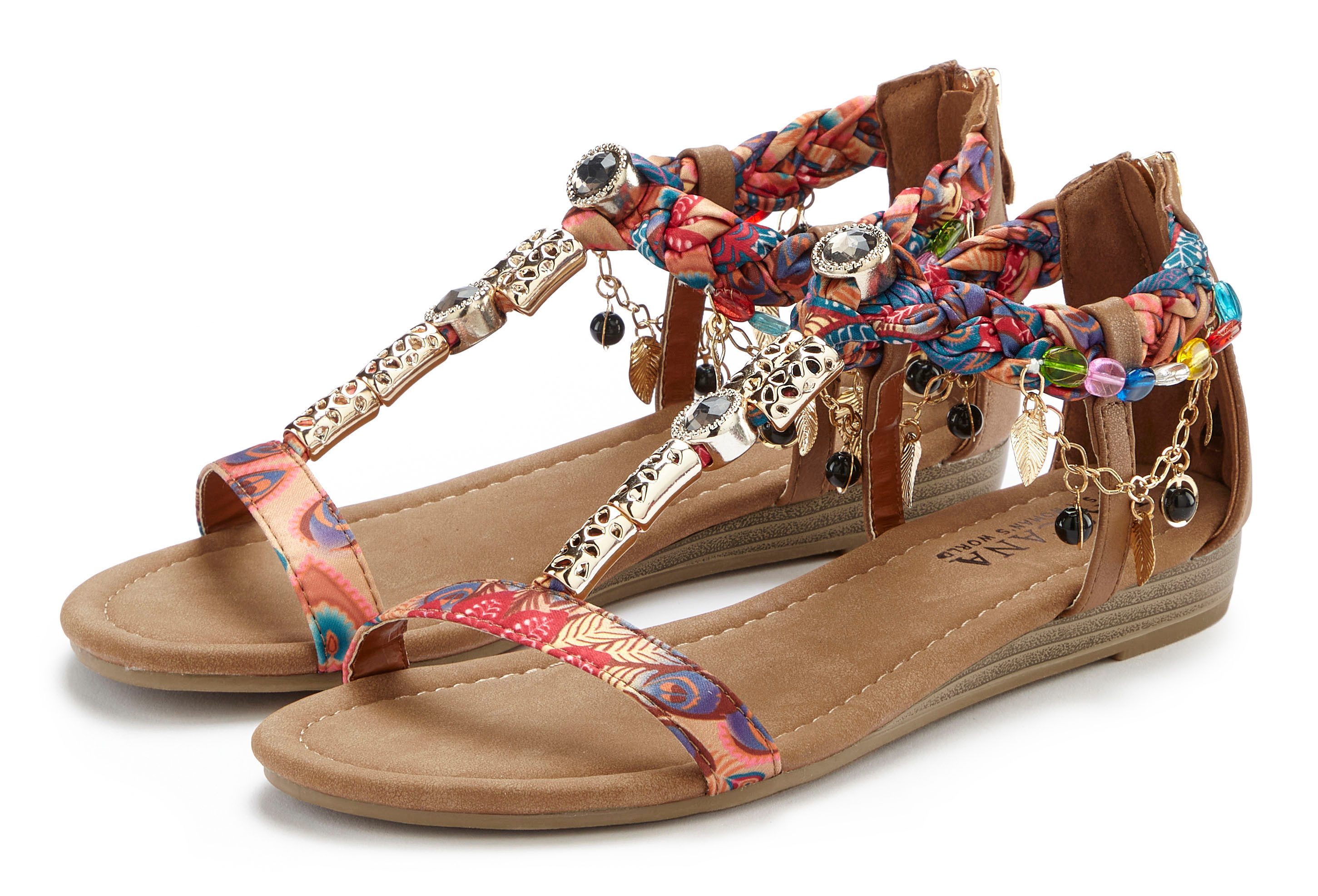 Lascana Sandalen Sandalette, zomerschoen met sierketting en sierstenen VEGAN