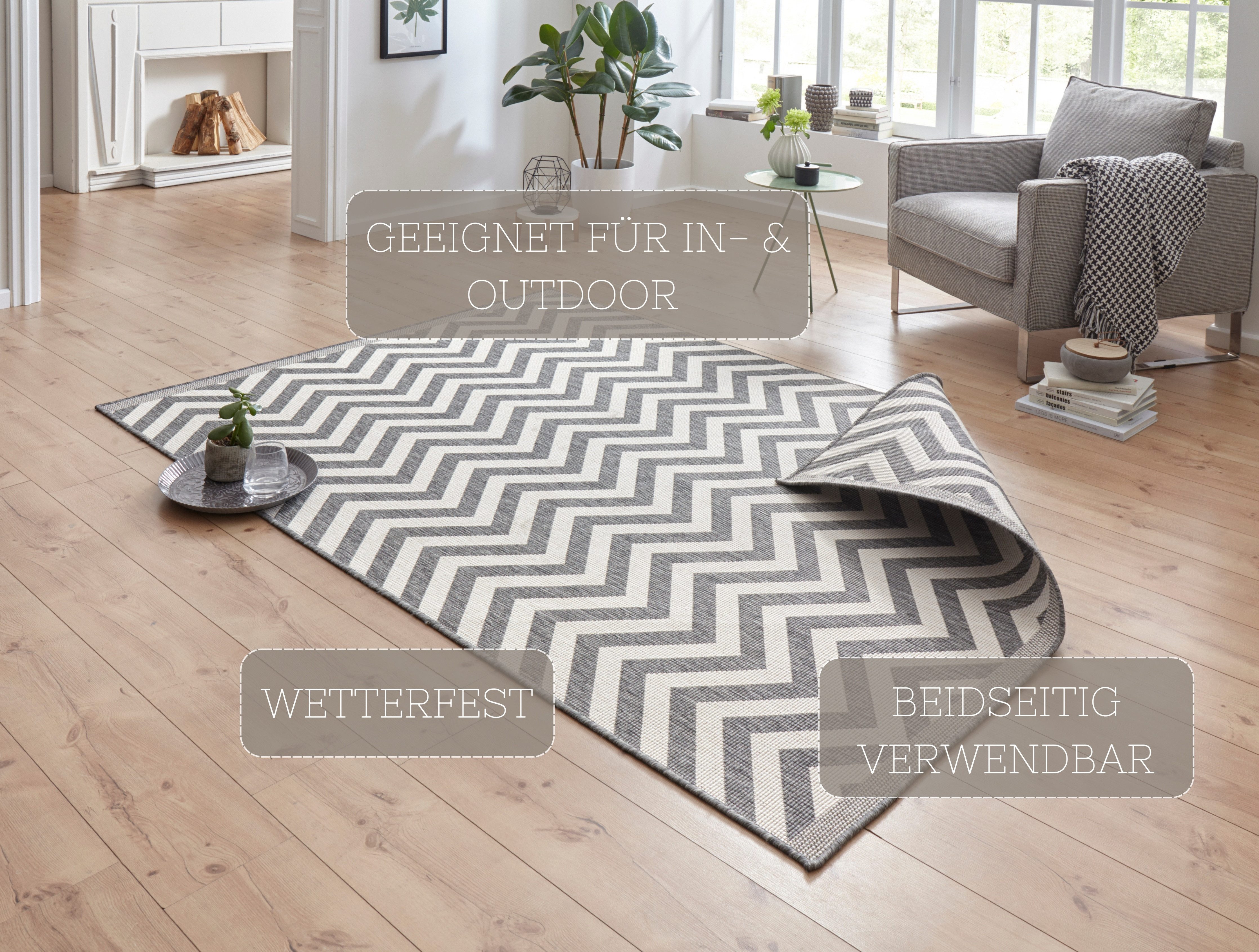 NORTHRUGS Vloerkleed Palma tweezijdig te gebruiken kleed Binnen- en buitengebruik, weerbestendig, balkon, loper, woonkamer, waterbestendig