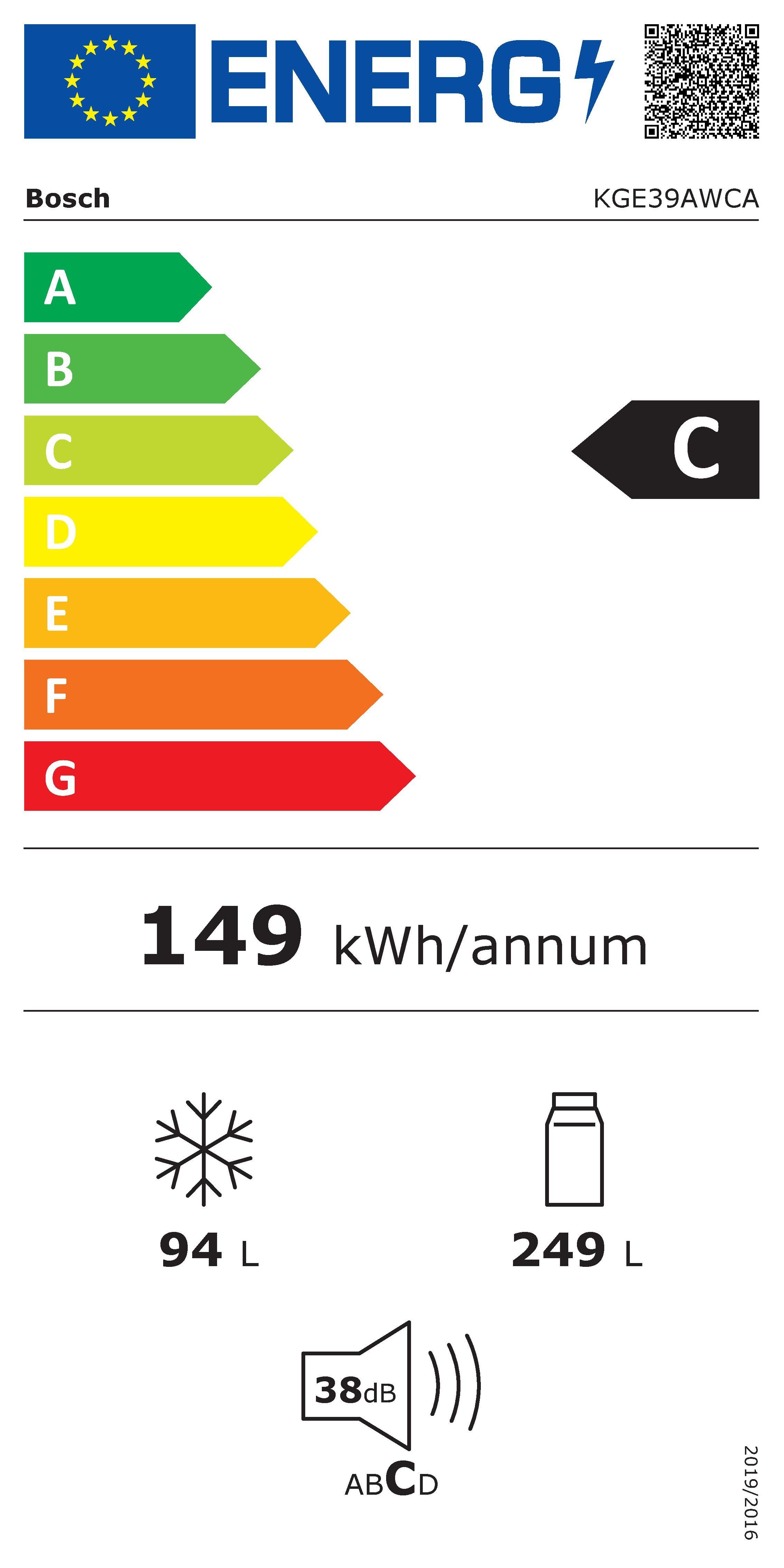 BOSCH Koel-vriescombinatie KGE39ALCA