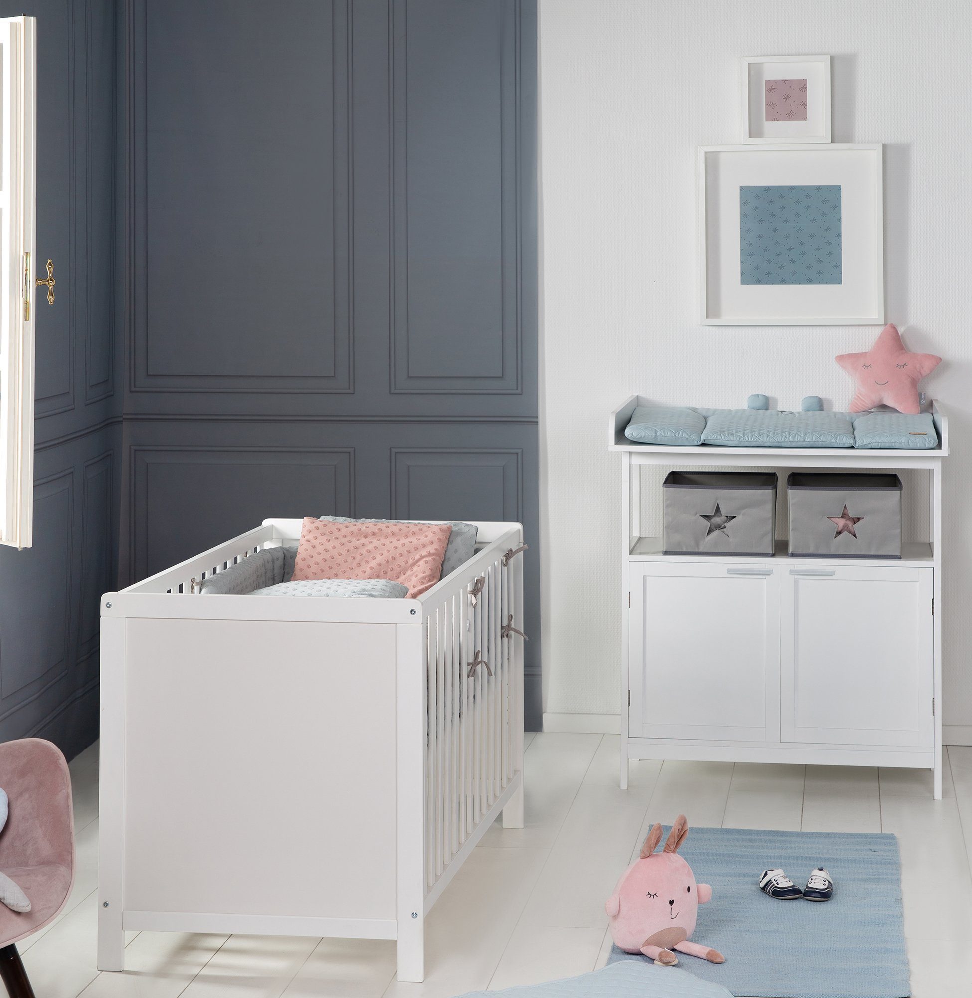 Roba® Babymeubelset Hamburg met kinderbed en commode met 2 deuren (voordeelset, 2 stuks)