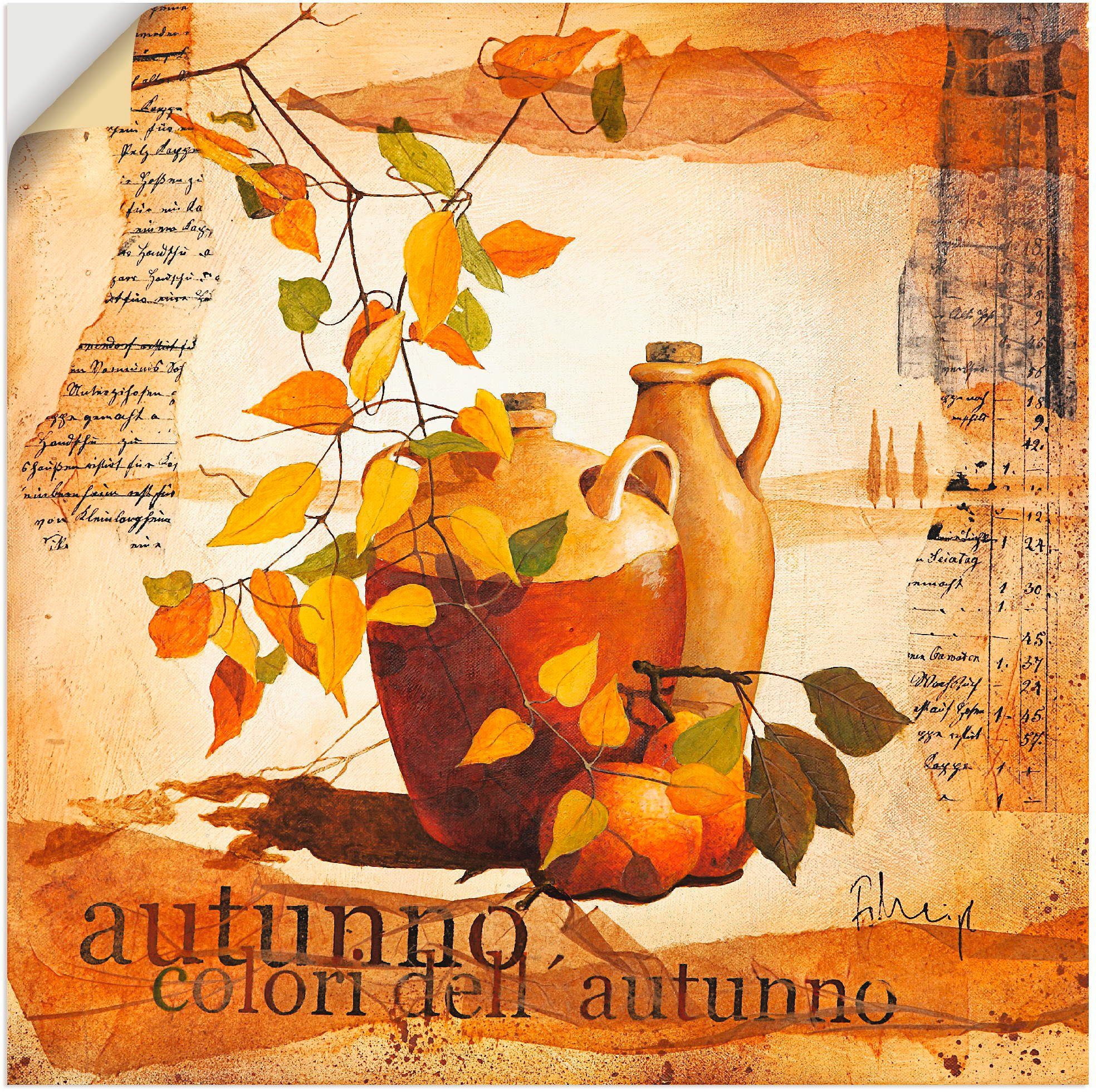 Artland Artprint Italiaanse herfstbladeren in vele afmetingen & productsoorten -artprint op linnen, poster, muursticker / wandfolie ook geschikt voor de badkamer (1 stuk)