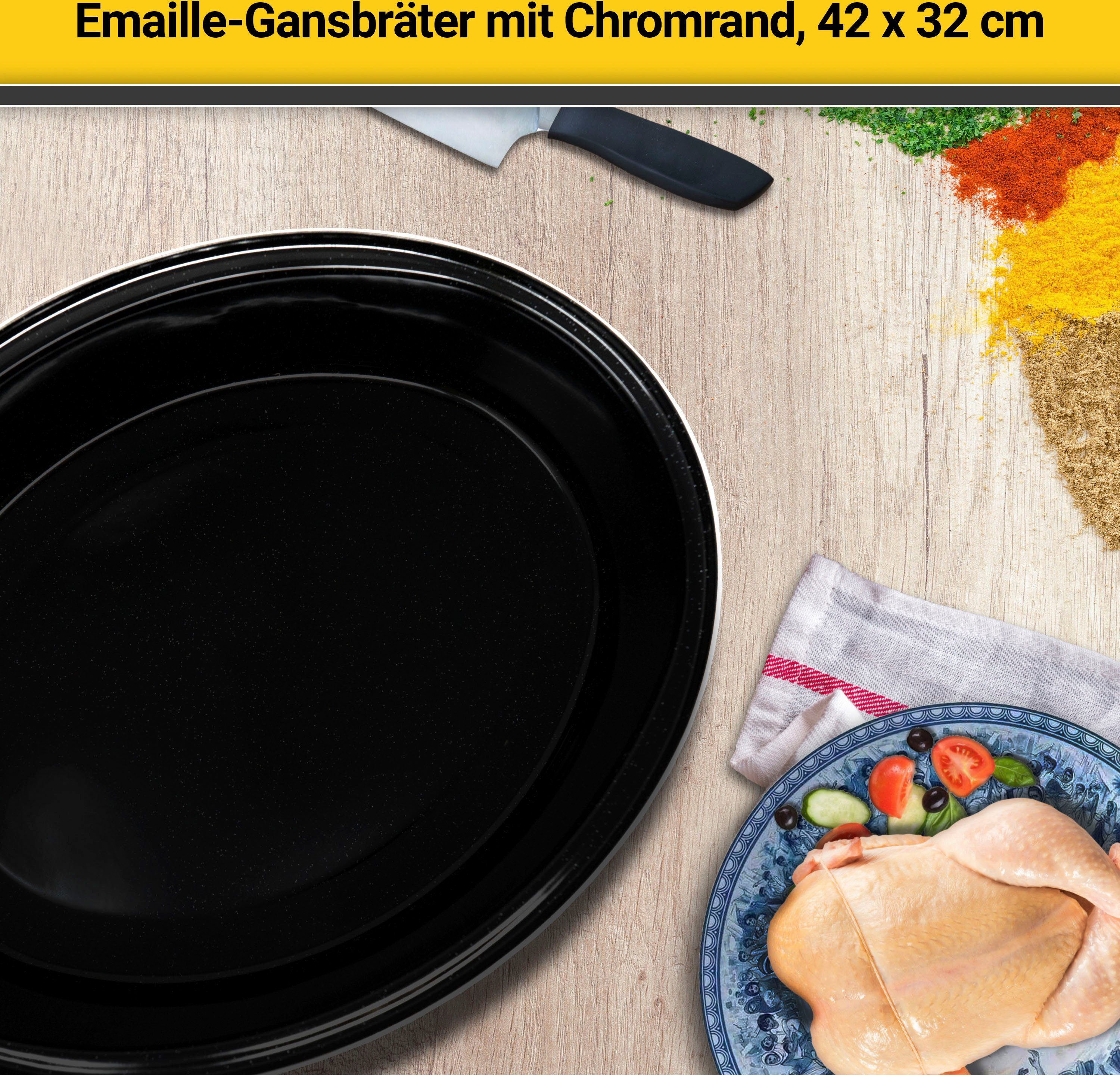 Krüger Braadpan gesprenkeld met chroomrand, 42 cm, inductie