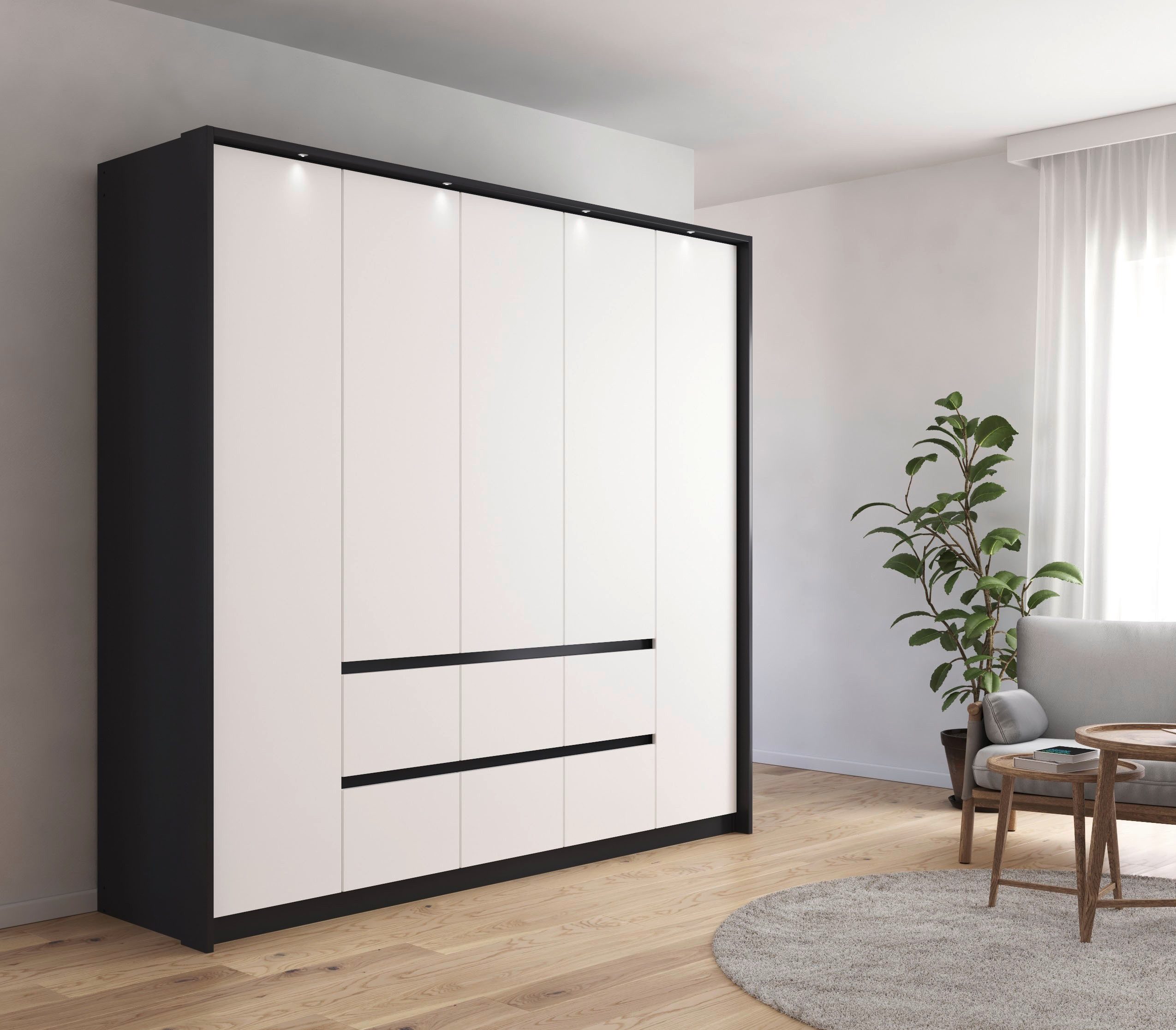 rauch Draaideurkast Mainz met passe-partout optioneel met verlichting, buitendeuren met push-to-openfunctie