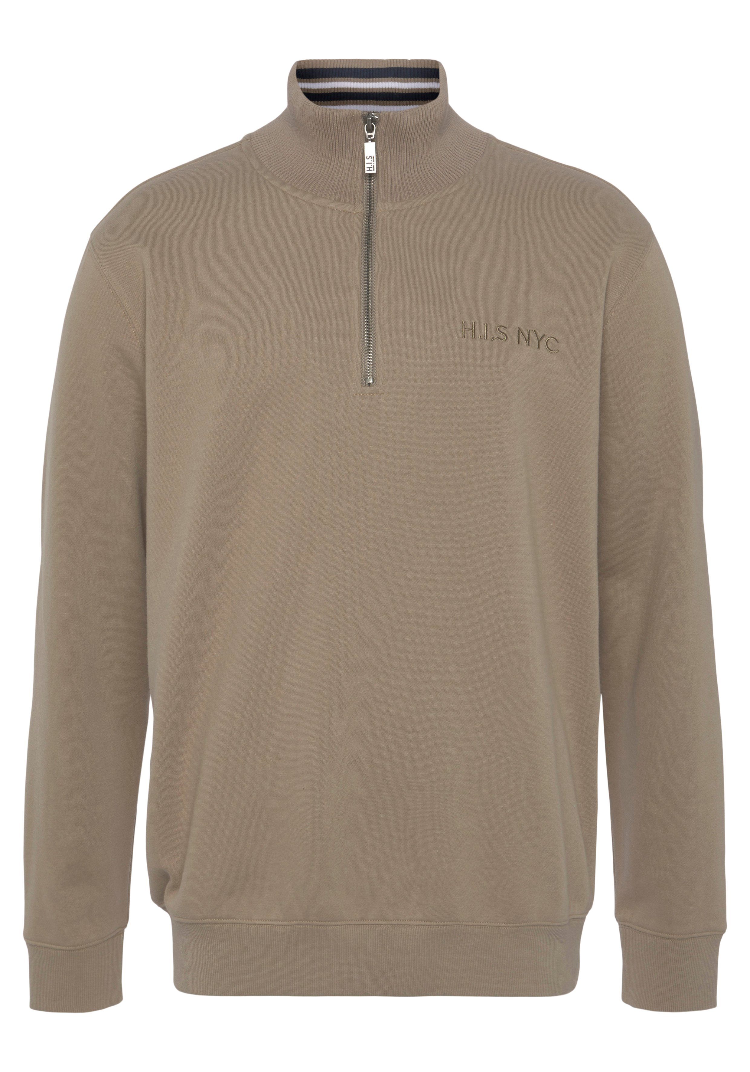 H.I.S Sweatshirt effen van rekbare sweatstof met logoborduring