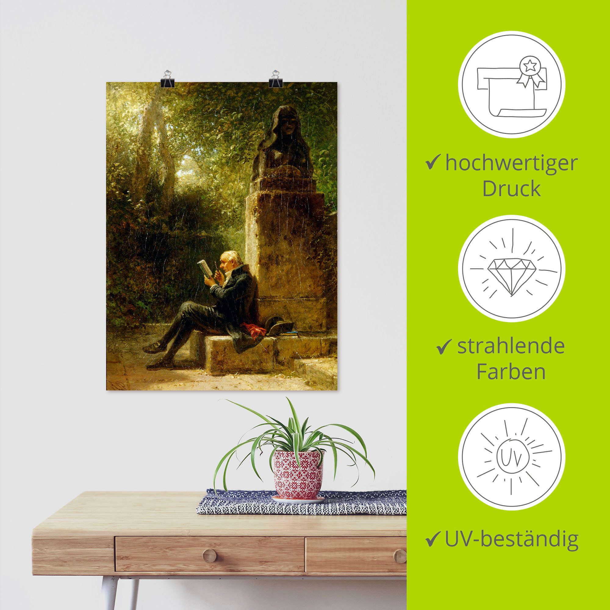 Artland Artprint De filosoof (de lezer in het park) als artprint op linnen, muursticker of poster in verschillende maten