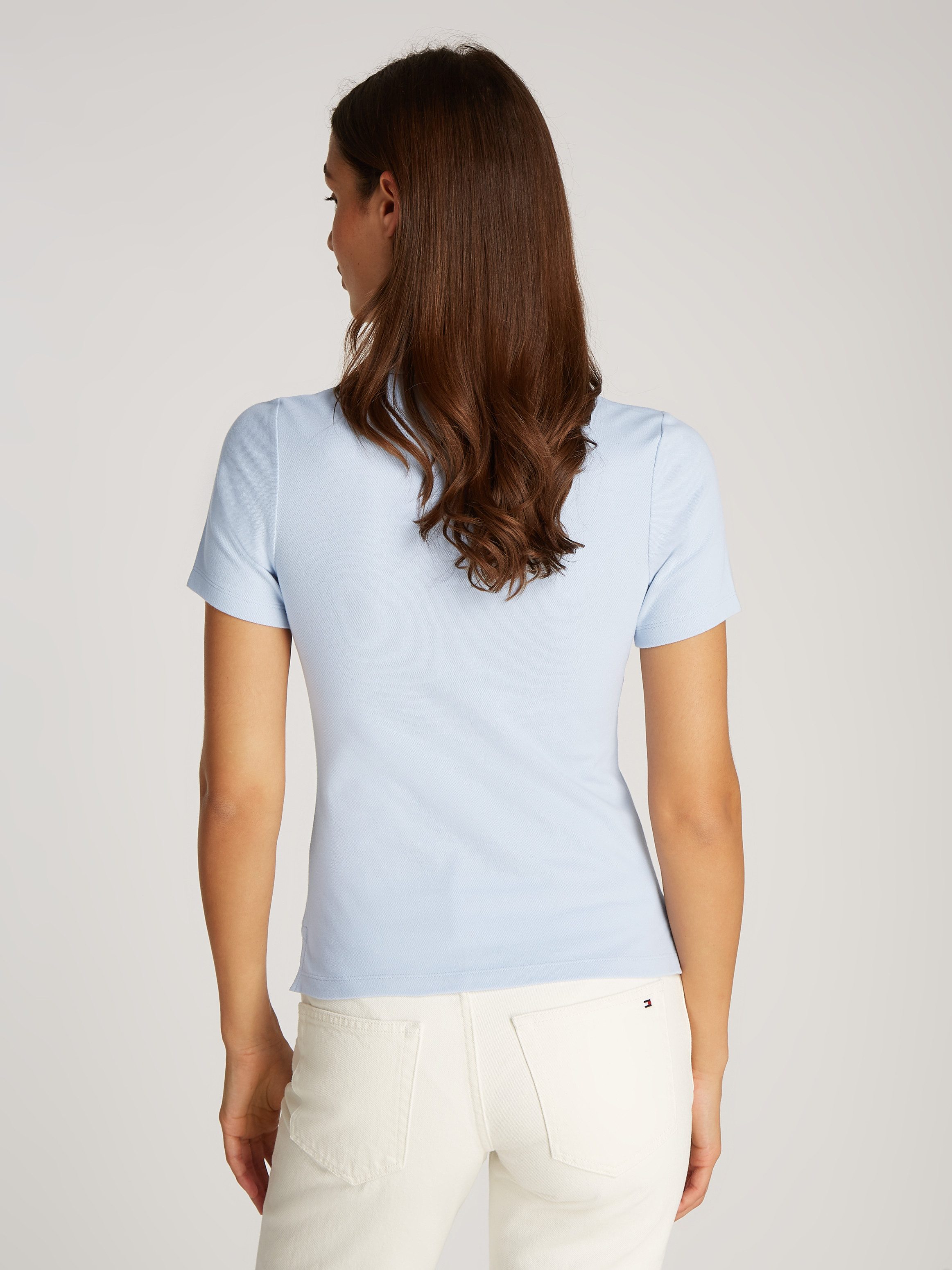 Tommy Hilfiger Poloshirt 1985 Slim Fit Pique Premium met logo-borduursel, met zijsplitten