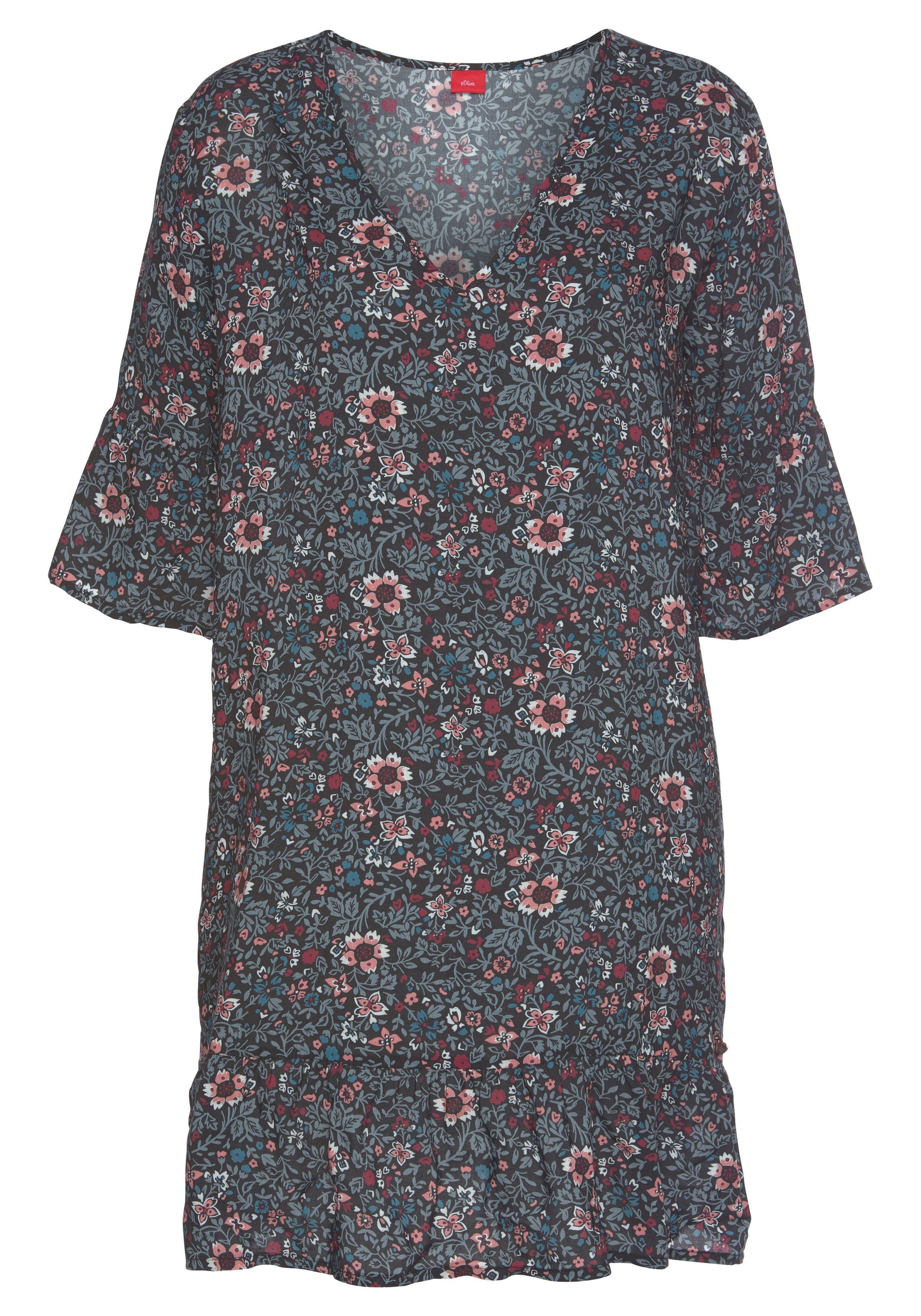 s.Oliver RED LABEL Beachwear Nachthemd motief all-over met ruchezomen
