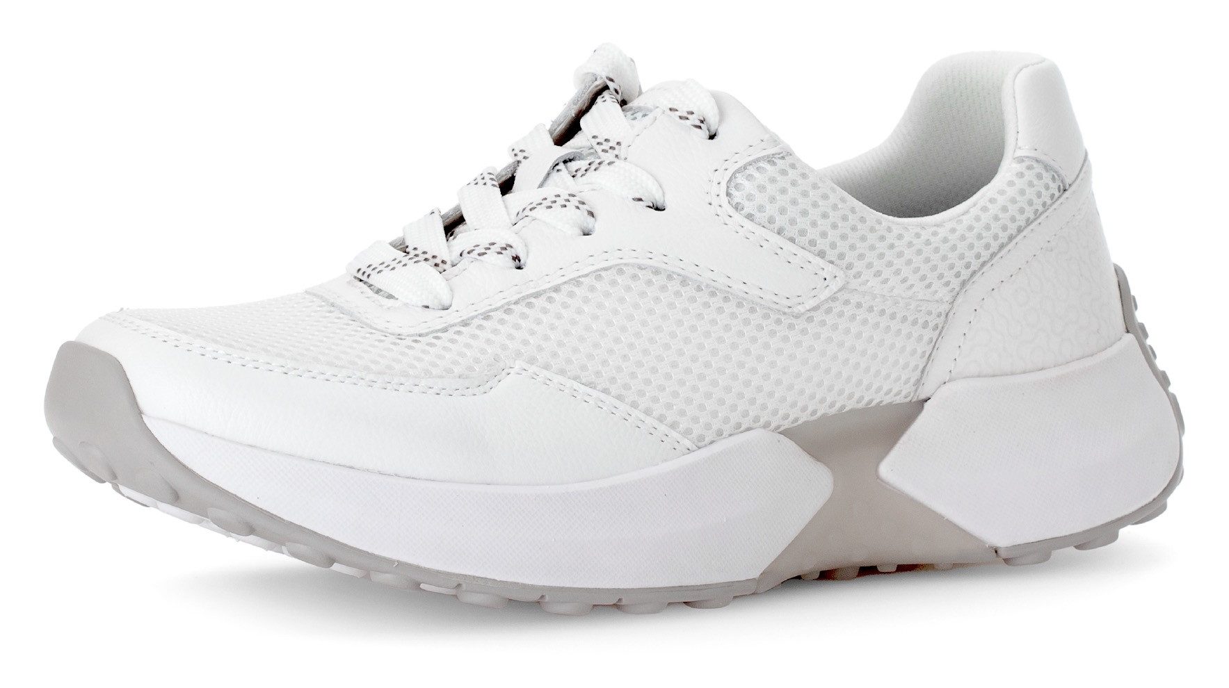 Gabor Rollingsoft Sneakers met sleehak , vrijetijdsschoen, lage schoen, veterschoen met label op de hiel dames sleehak sneakers maat 39 wit