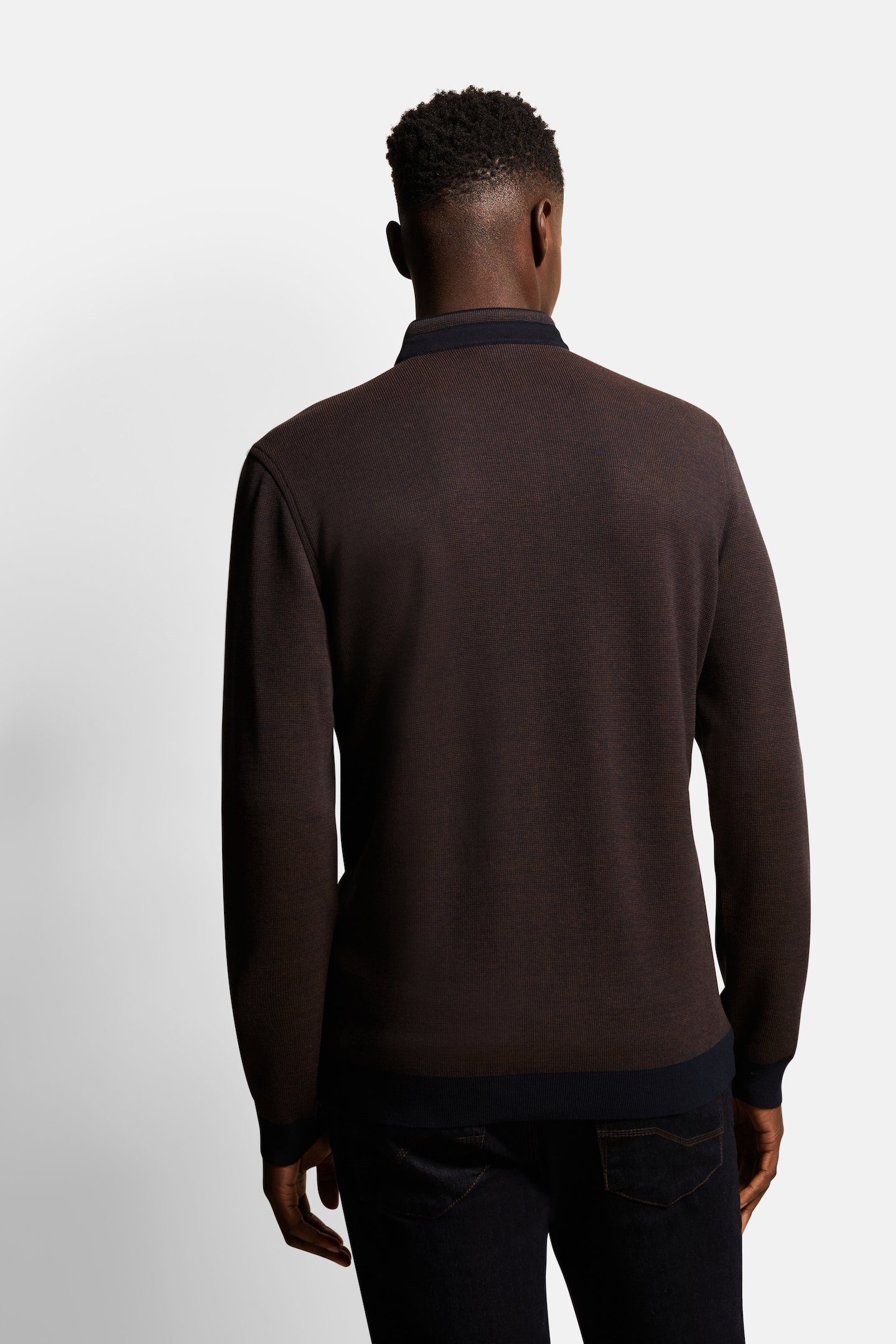 Bugatti Poloshirt met lange mouwen met opstaande kraag