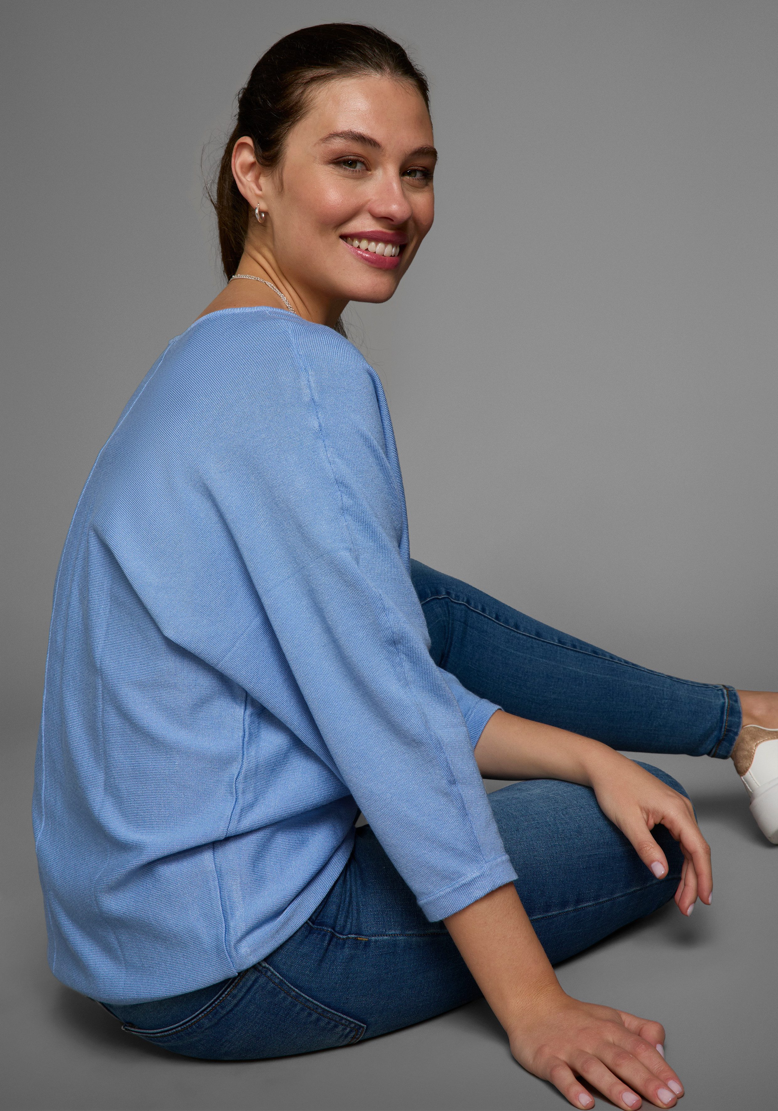 Laura Scott Trui met vleermuismouwen met 3/4 mouwen