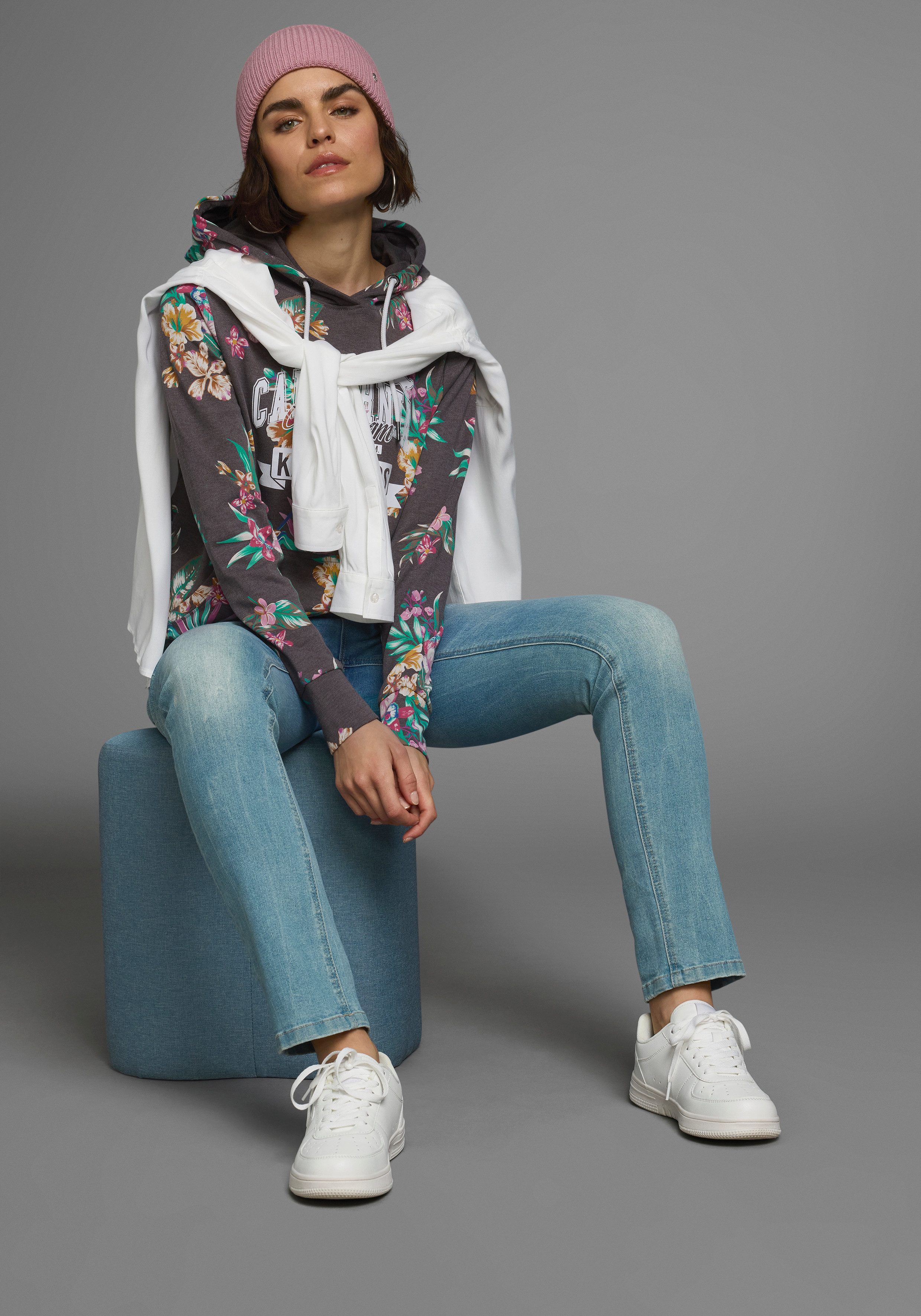 KangaROOS Hoodie Lange mouwen, figuurvolgende snit, van interlockmateriaal