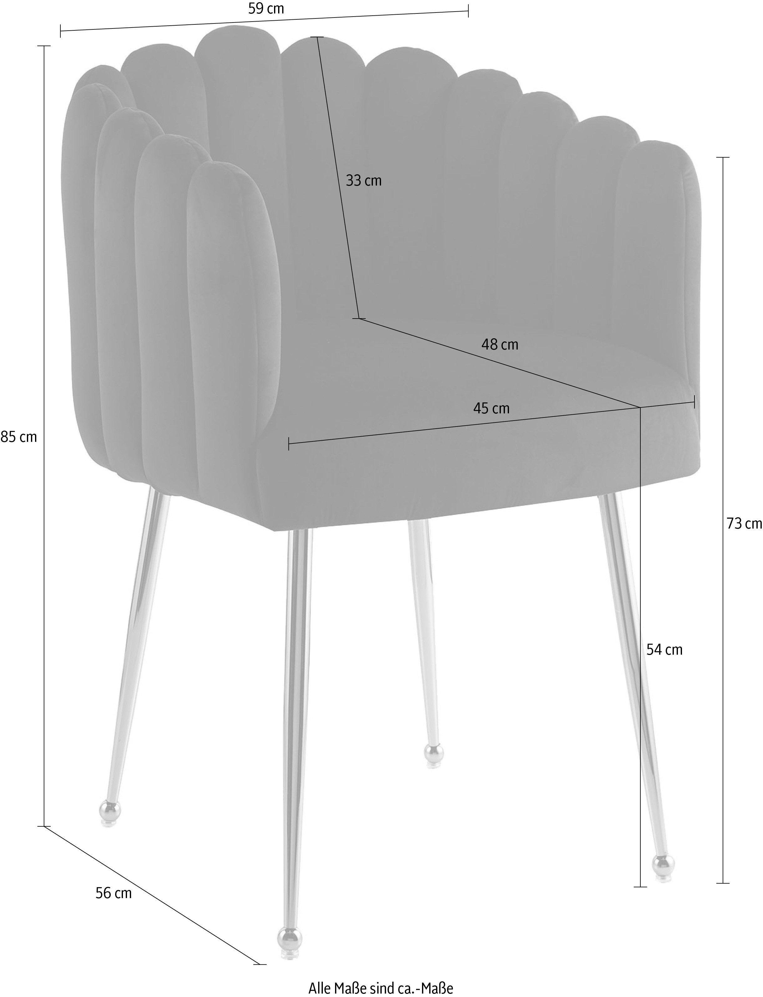Kayoom Stoel Muna 125, BESTSELLER! opvallende rug-/armleuning in schelpvorm opvallende gevlochten rugleuning, fluwelen bekleding, goudkleurige poten (1 stuk)