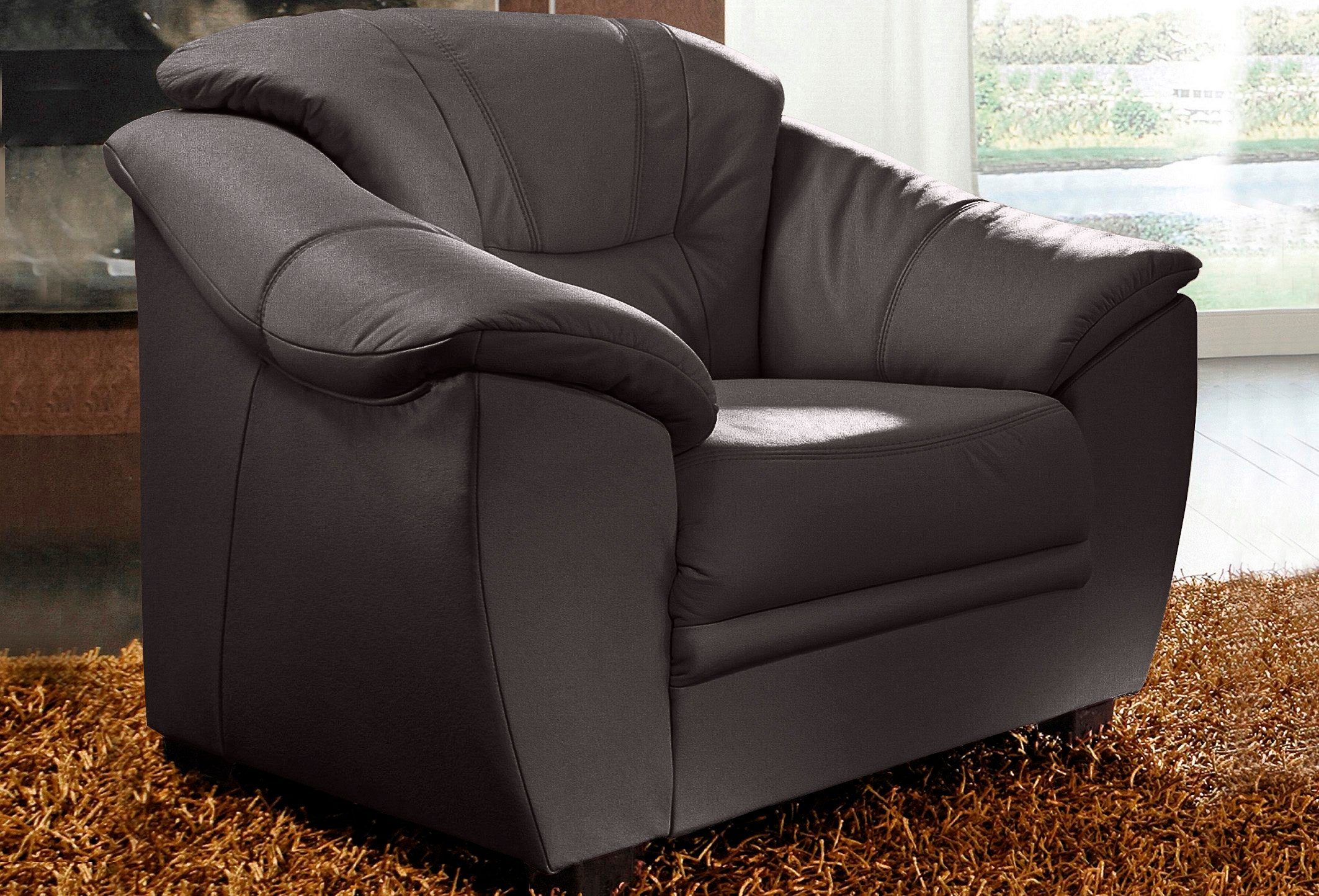 sitmore fauteuil savona naturleder, inclusief comfortabele binnenvering bruin