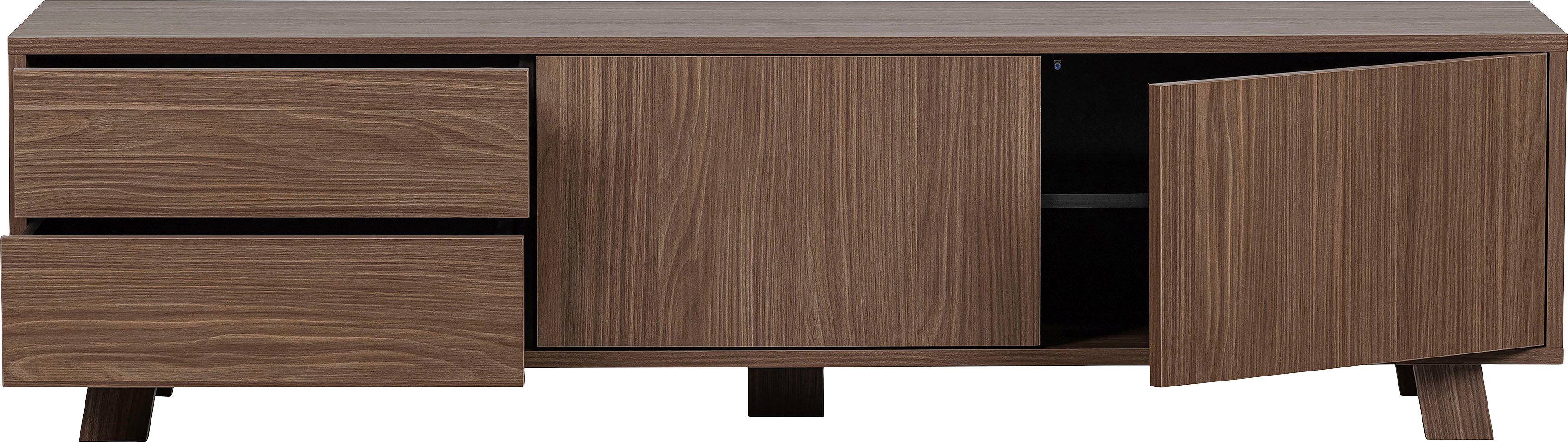 WOOOD Tv-meubel Seppe TV-dressoir Walnootfineer met duidelijk zichtbare nerf, H 42 cm x B 160 cm