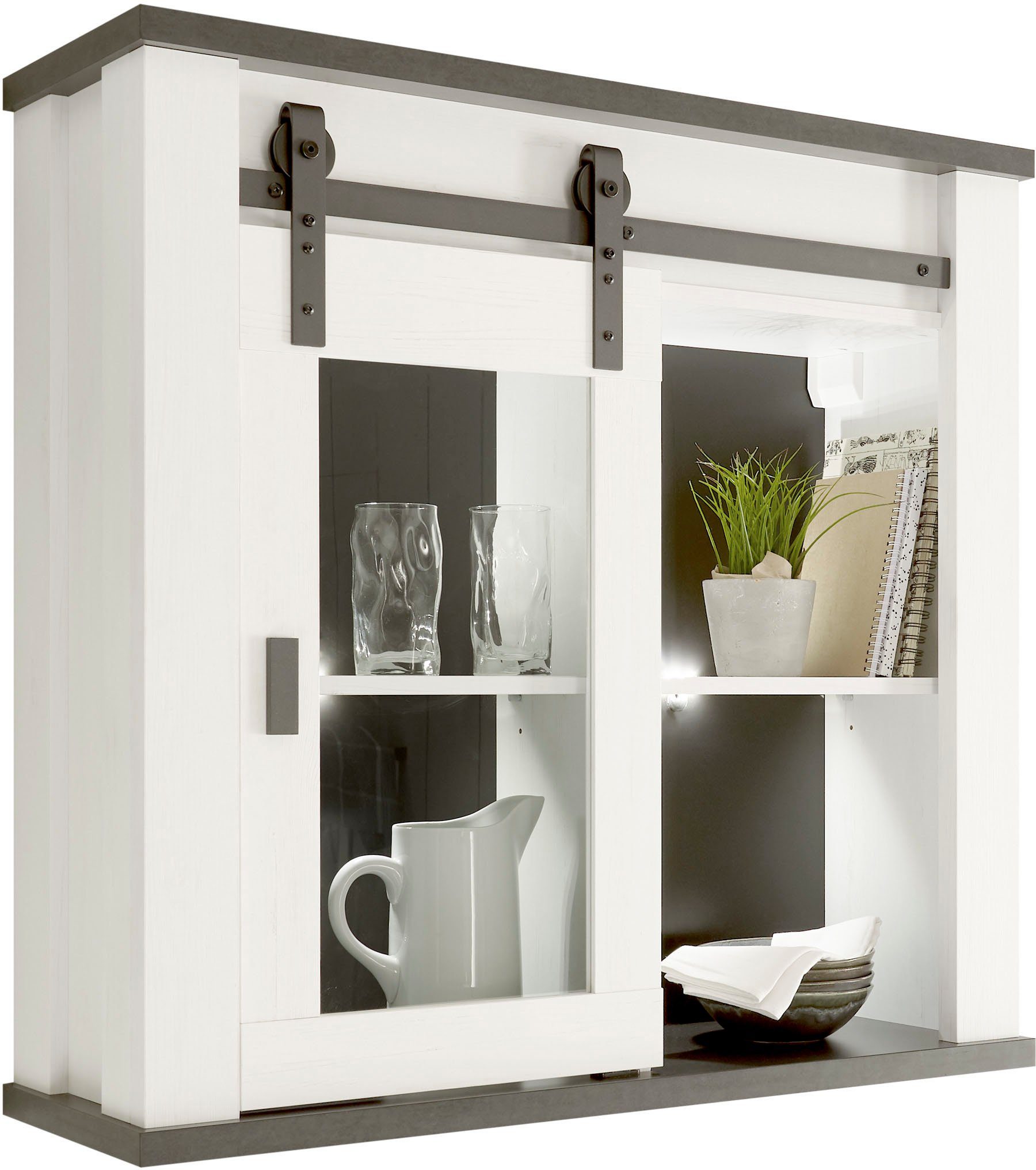 Home affaire Hangend kastje Sherwood met schuurdeurbeslag van metaal, hoogte 90 cm opbergkasten