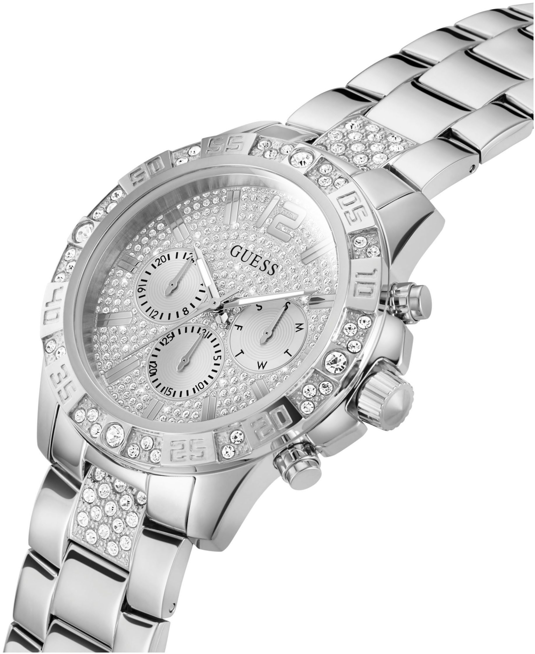 Guess Multifunctioneel horloge Majestic Quartzhorloge, horloge, heren, datum, 12/24-uurs weergave, kristalstenen