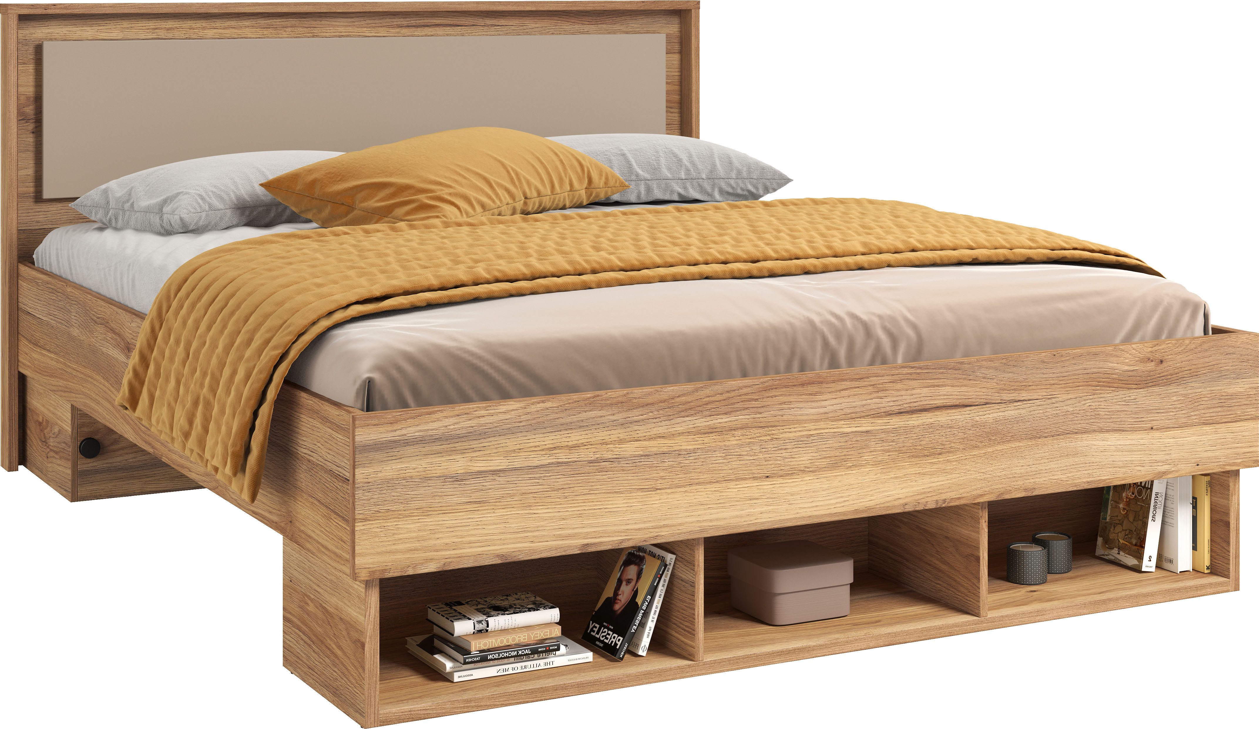 INOSIGN Bedframe Wharton, 140, 160 of 180cm breedte, Made in Europe Tweepersoonsbed met open planken, FSC-gecertificeerd houtmateriaal bedden beige
