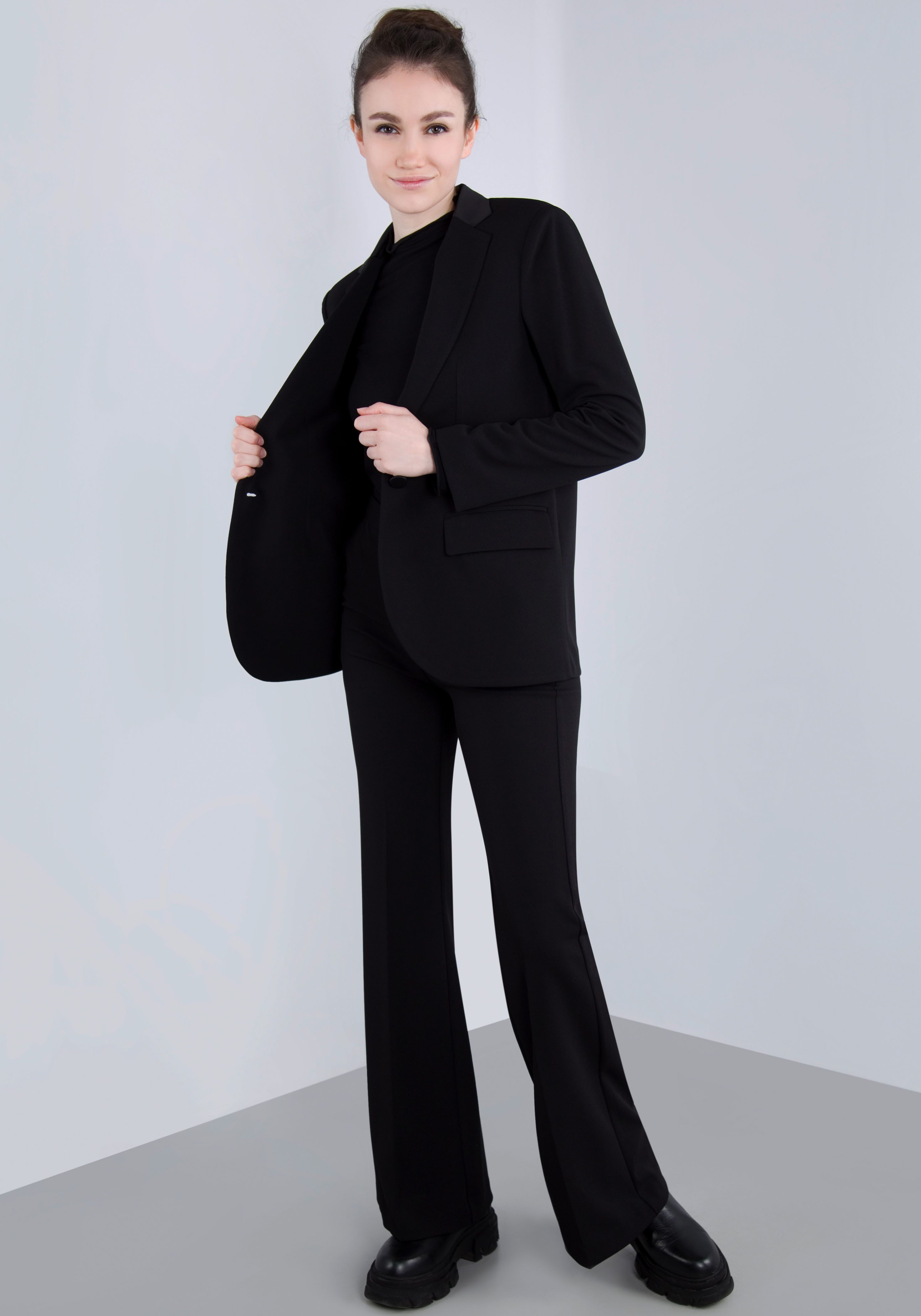 IMPERIAL Lange blazer met satijnen details en stretch