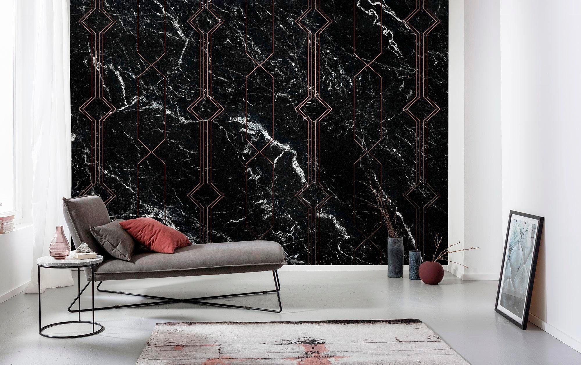 Komar Vliesbehang Digitale print vlies - Marble Black - Afmeting 400 x 250 cm (1 stuk)