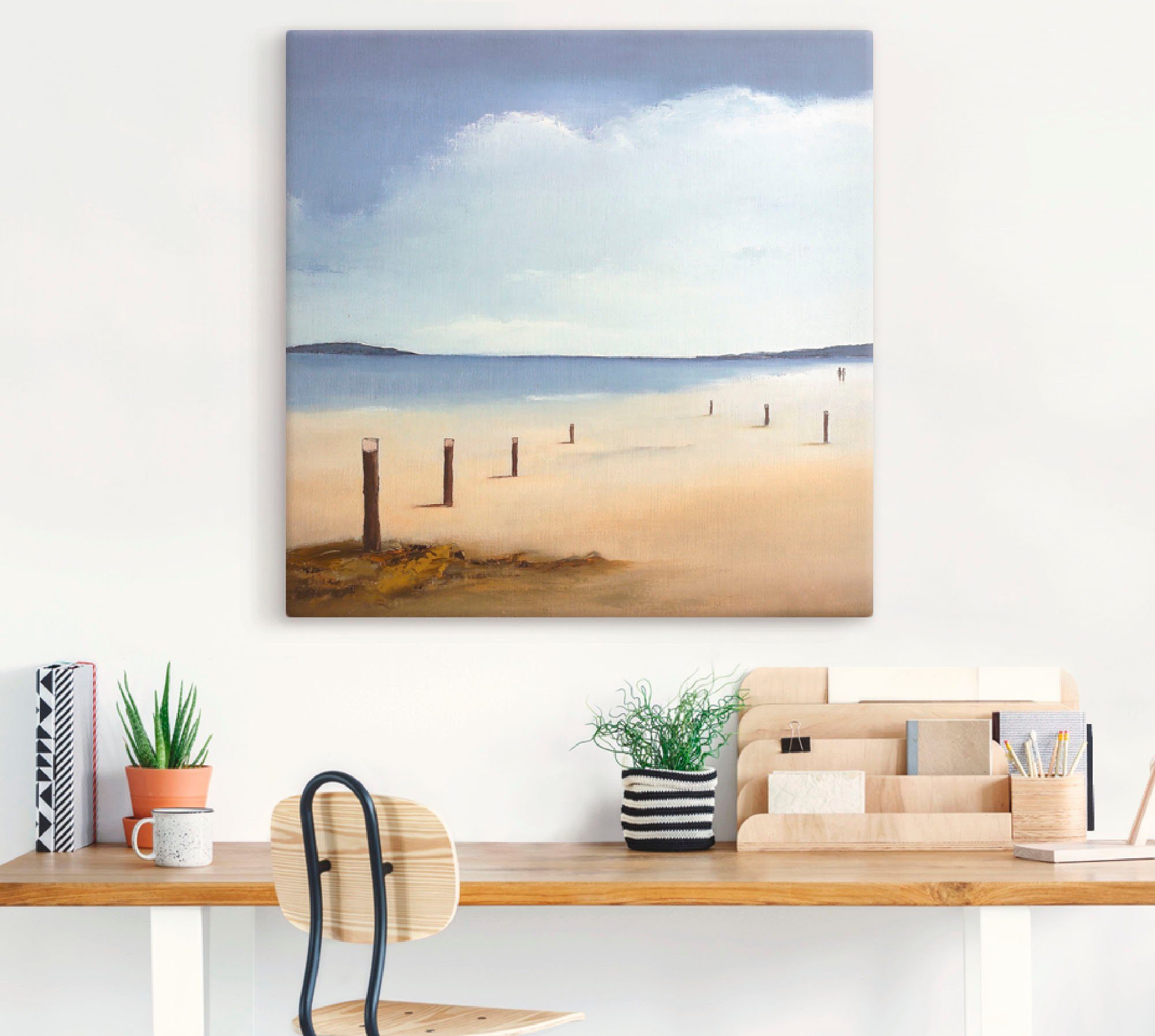 Artland Artprint op linnen Langs het strand gespannen op een spieraam