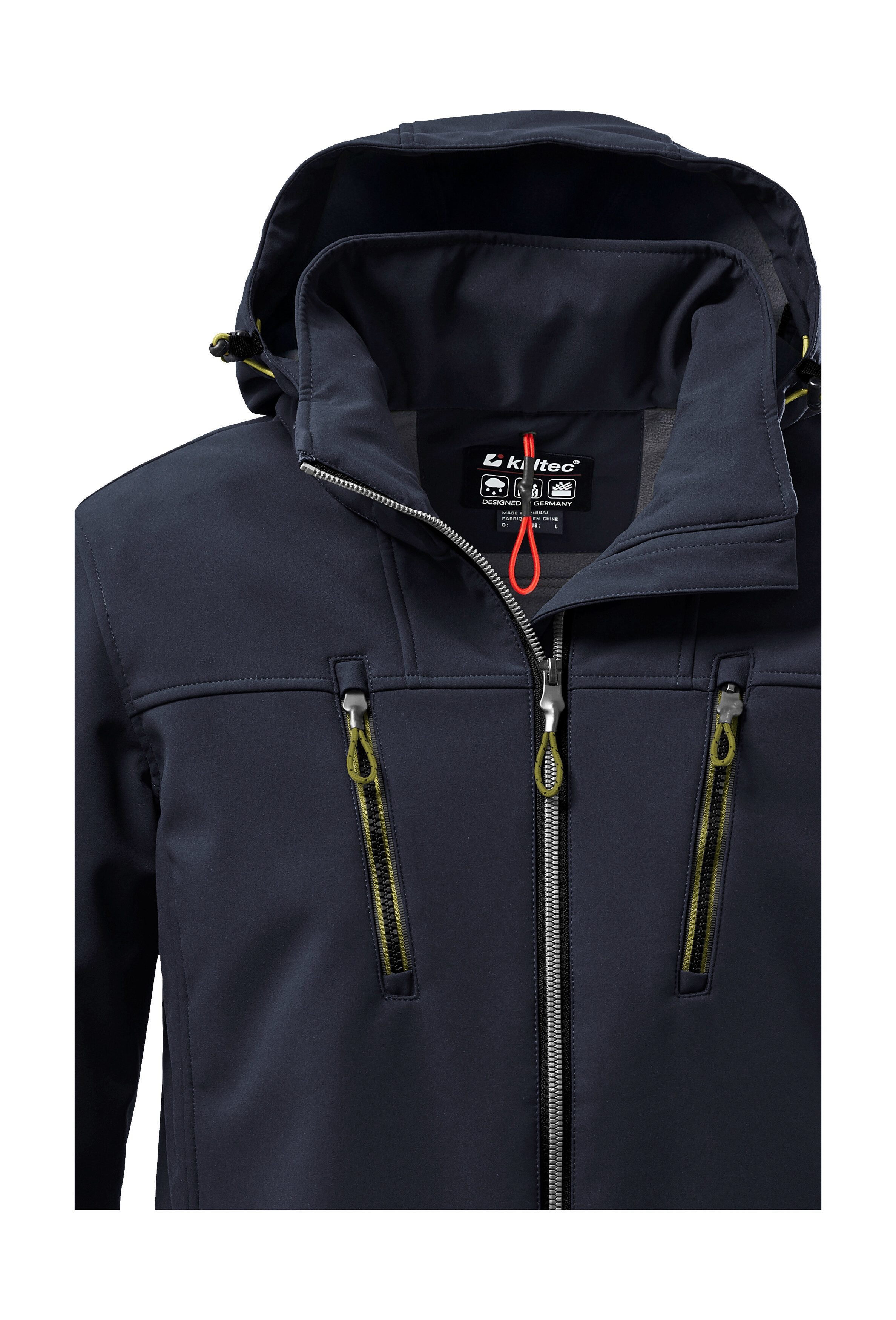 Killtec Softshell-jack KOW 163 MN SFTSHLL JCKT Waterdichte softshell jas, afneembare capuchon, fleecevoering