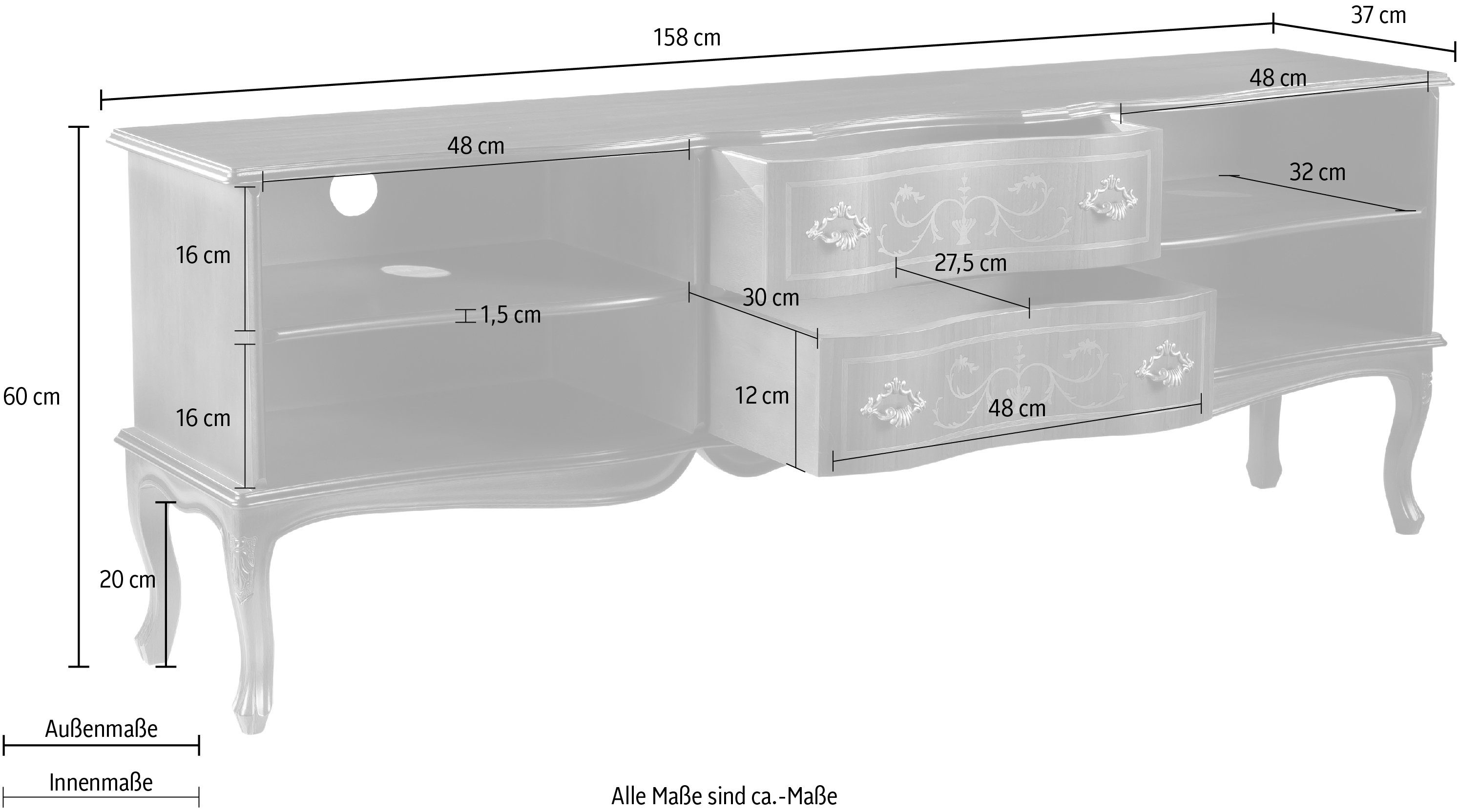 Home affaire Tv-meubel Peschiera Breedte 158 cm