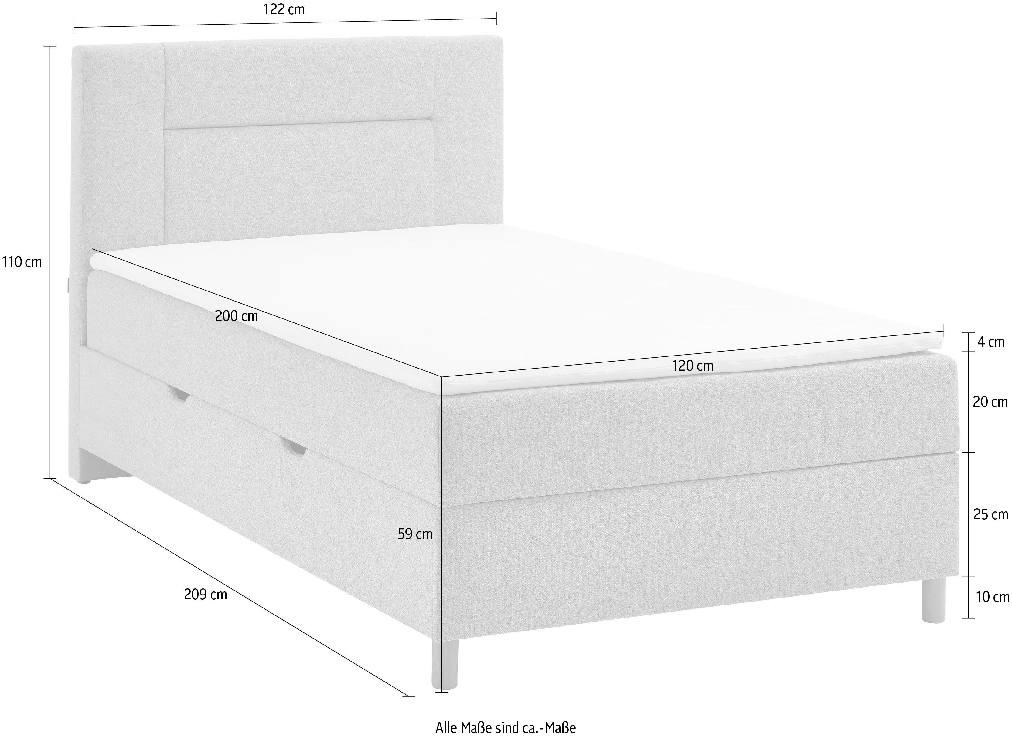 INOSIGN Boxspring Escalon II, met opbergruimte, inclusief topper, met houten poten